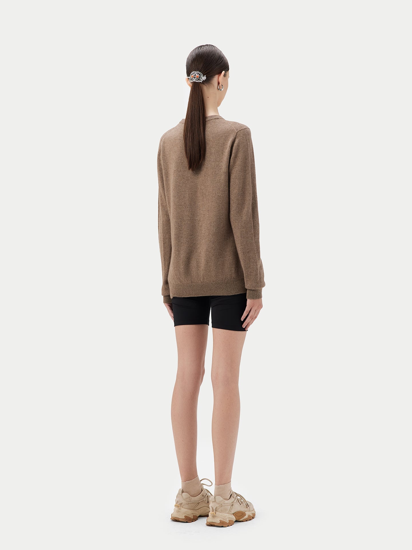 Pull col rond en Cachemire pour femmes Taupe - Gobi Cashmere