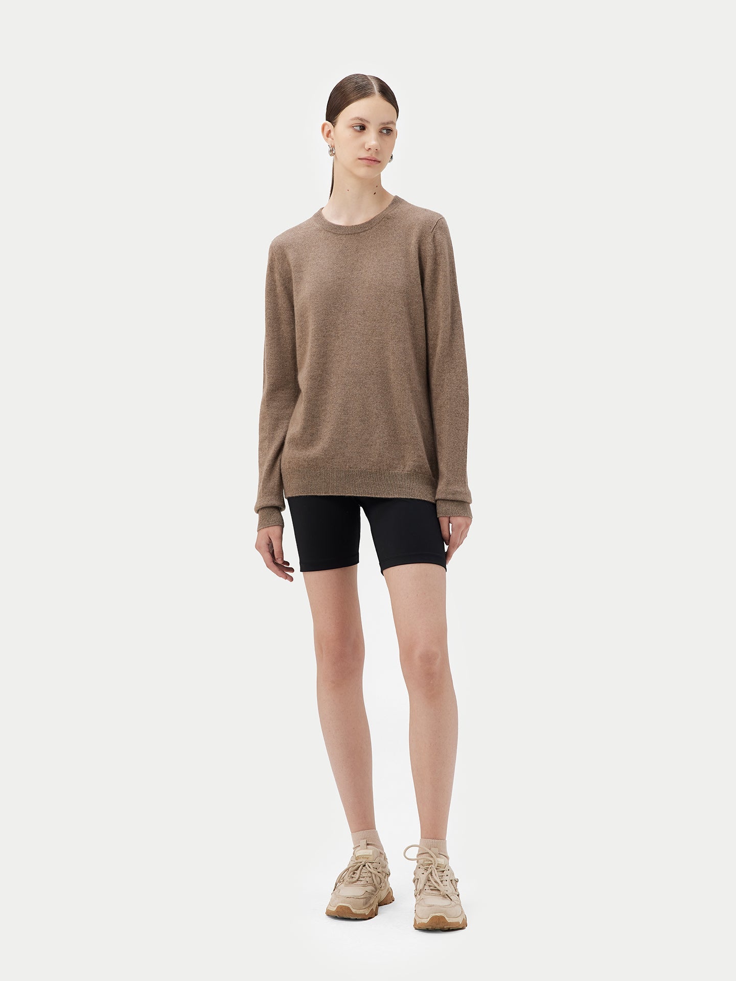 Pull col rond en Cachemire pour femmes Taupe - Gobi Cashmere