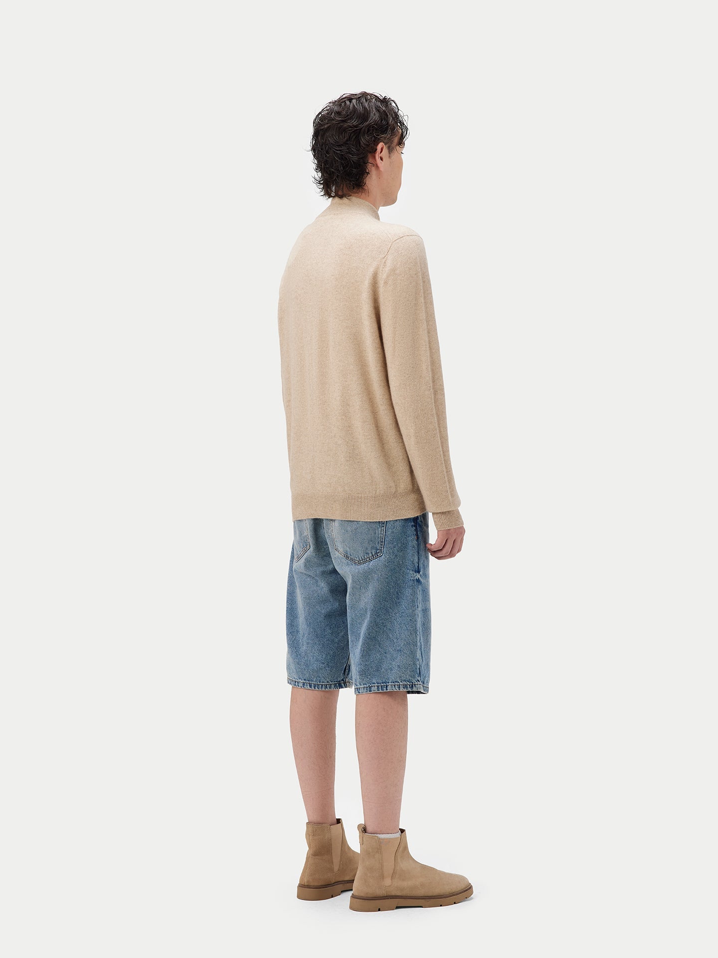 Cardigan à col montant en Cachemire pour hommes Taupe - Gobi Cashmere