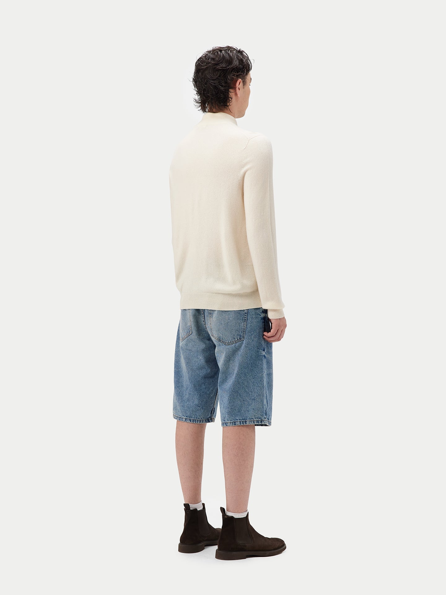 Cardigan à col montant en Cachemire pour hommes Blanc - Gobi Cashmere