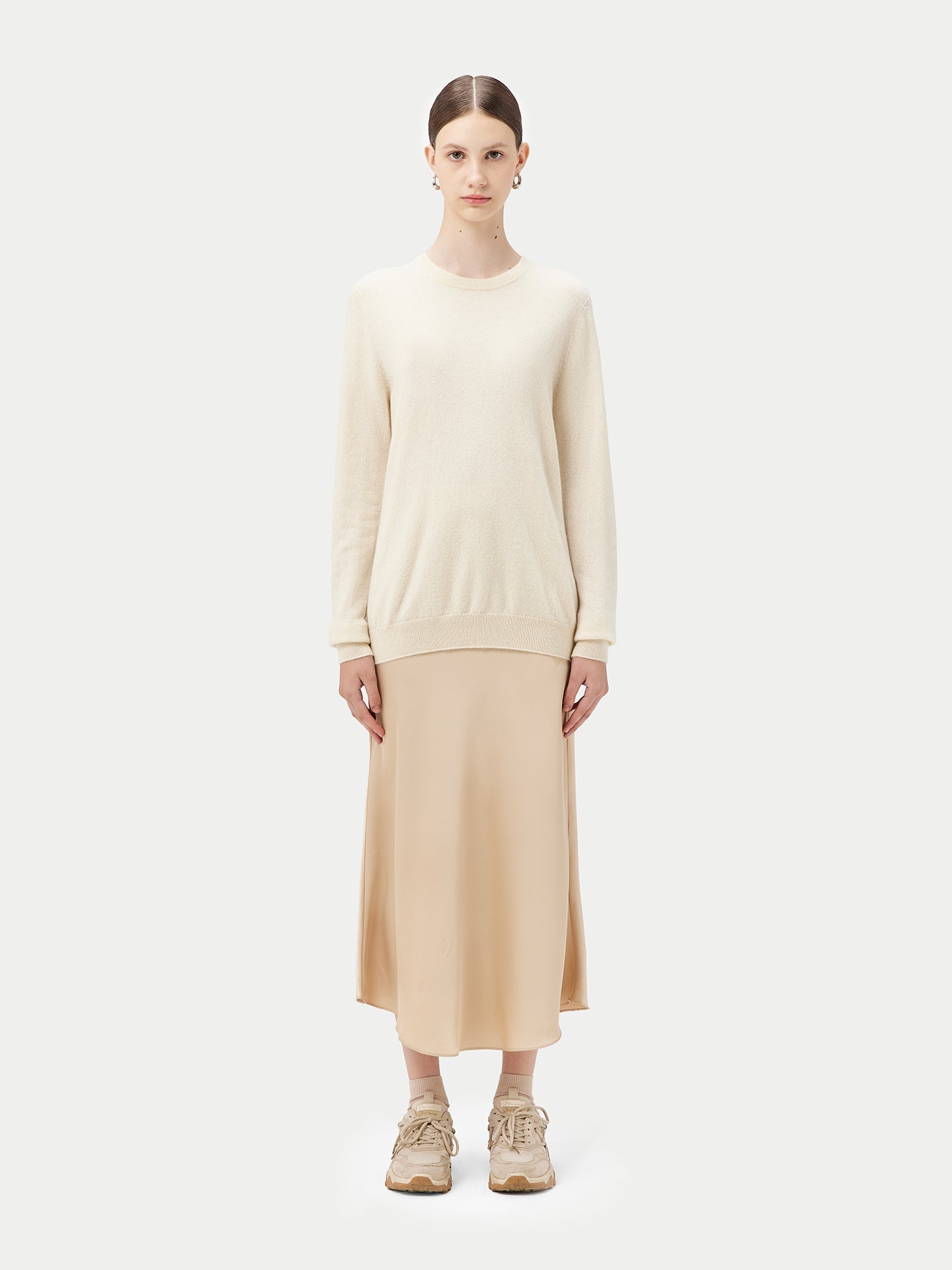 Pull coll rond en Cachemire pour  femme , couleur Blanc  - Gobi Cashmere