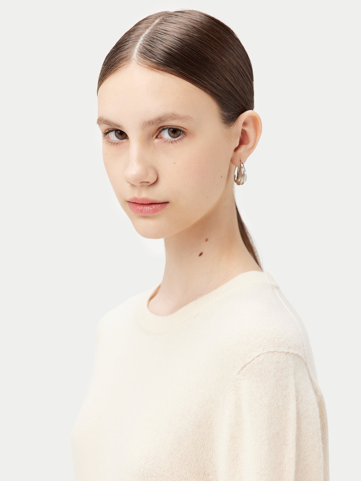Pull coll rond en Cachemire pour  femme , couleur Blanc  - Gobi Cashmere