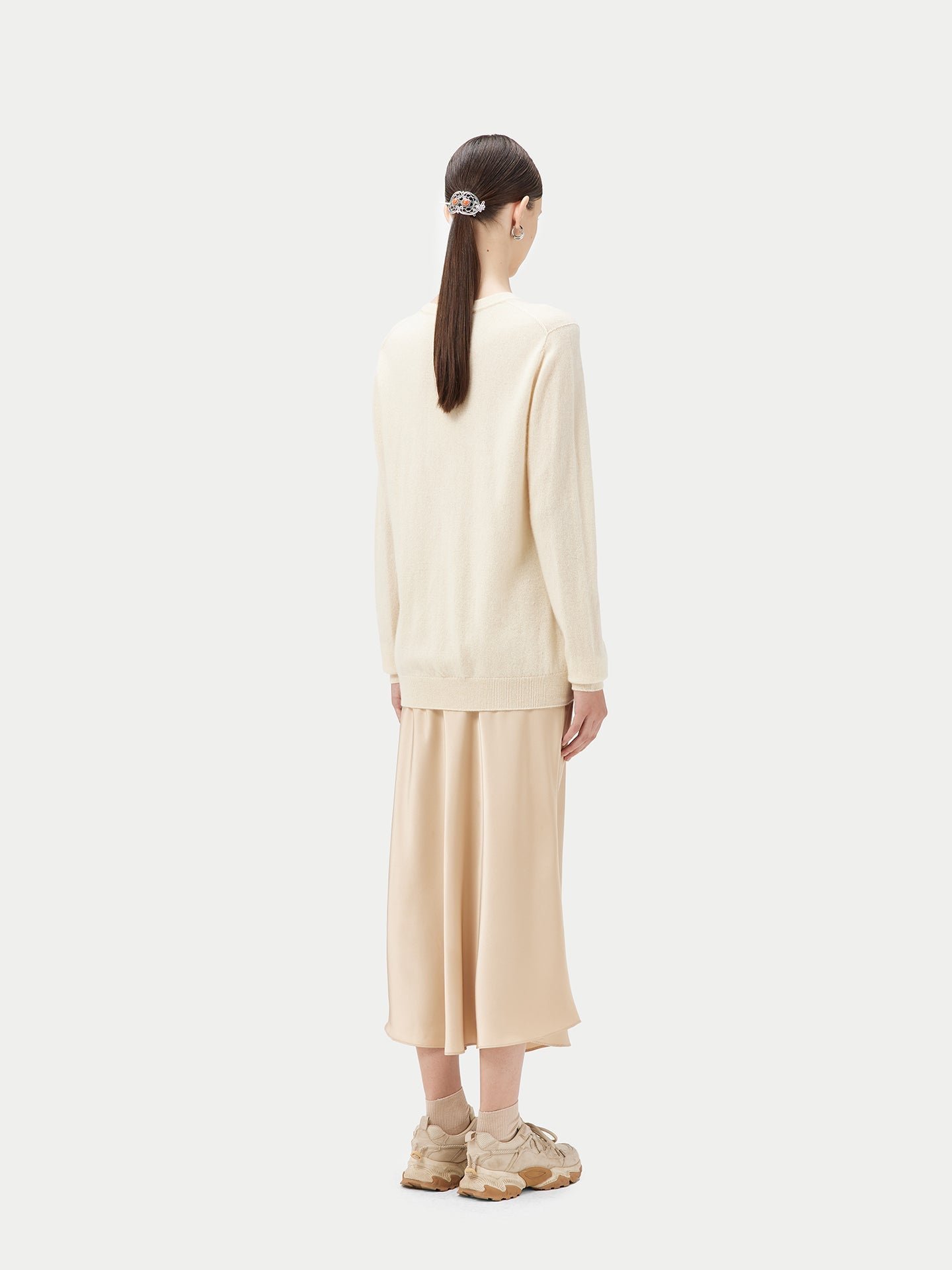 Pull coll rond en Cachemire pour  femme , couleur Blanc  - Gobi Cashmere