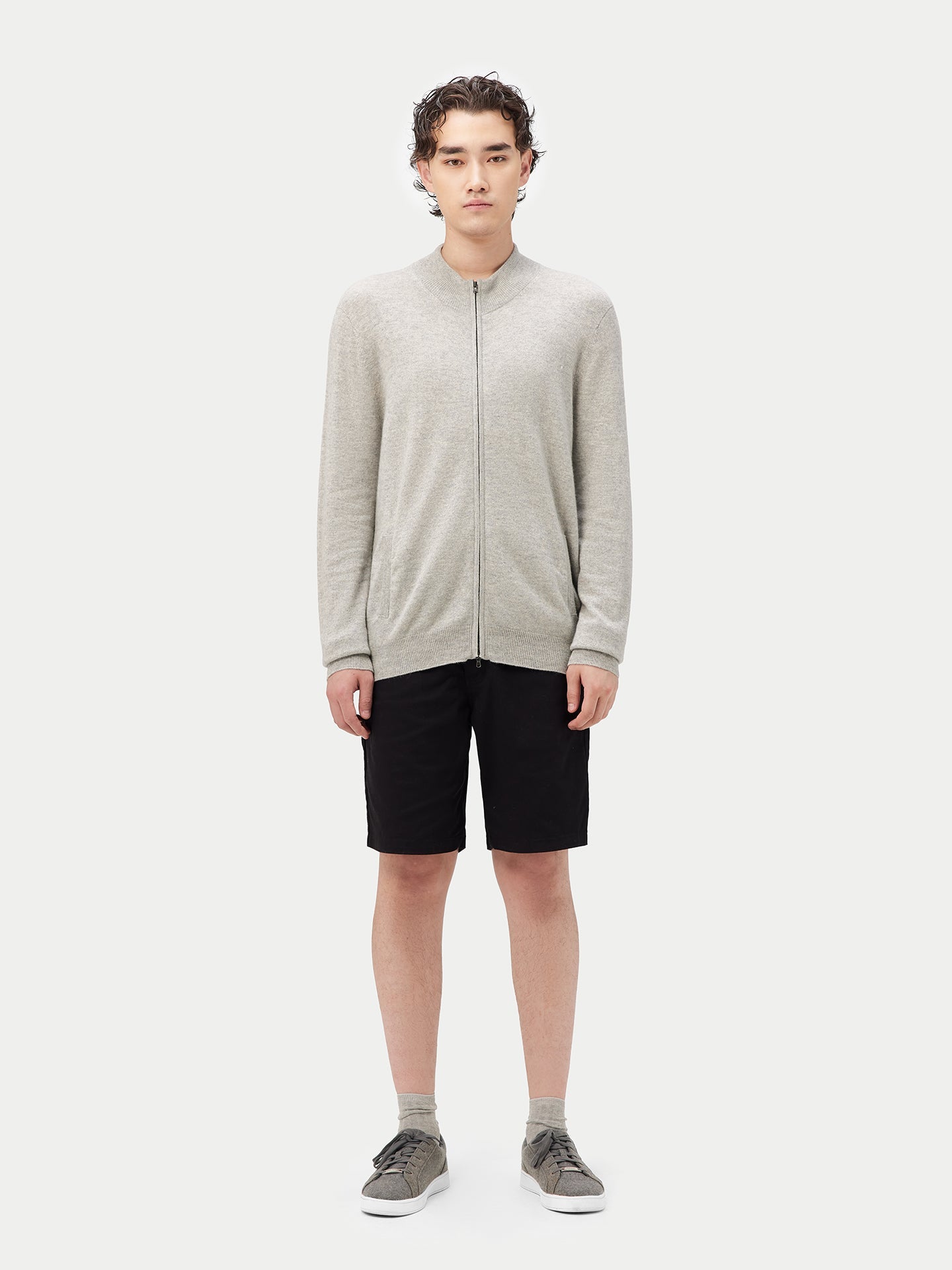 Cardigan à col montant en Cachemire pour hommes Gris - Gobi Cashmere