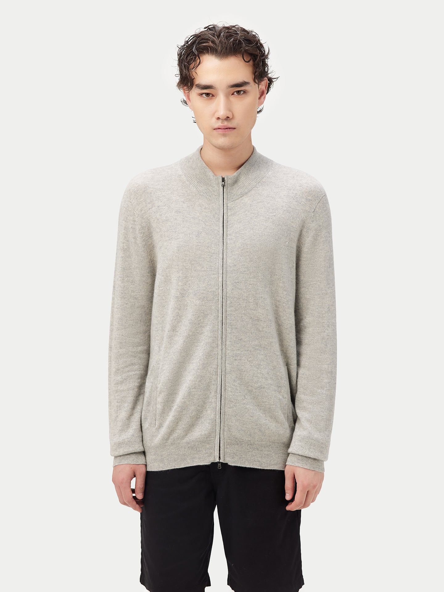 Cardigan à col montant en Cachemire pour hommes Gris - Gobi Cashmere