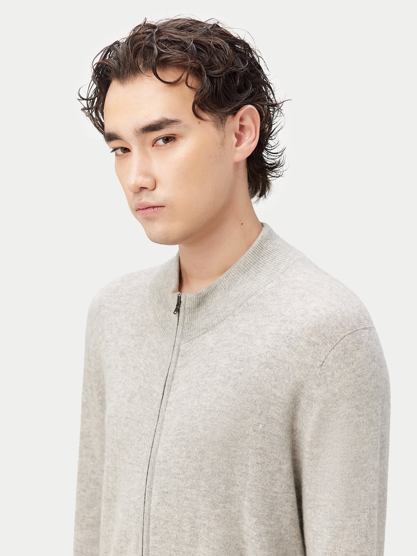 Cardigan à col montant en Cachemire pour hommes Gris - Gobi Cashmere
