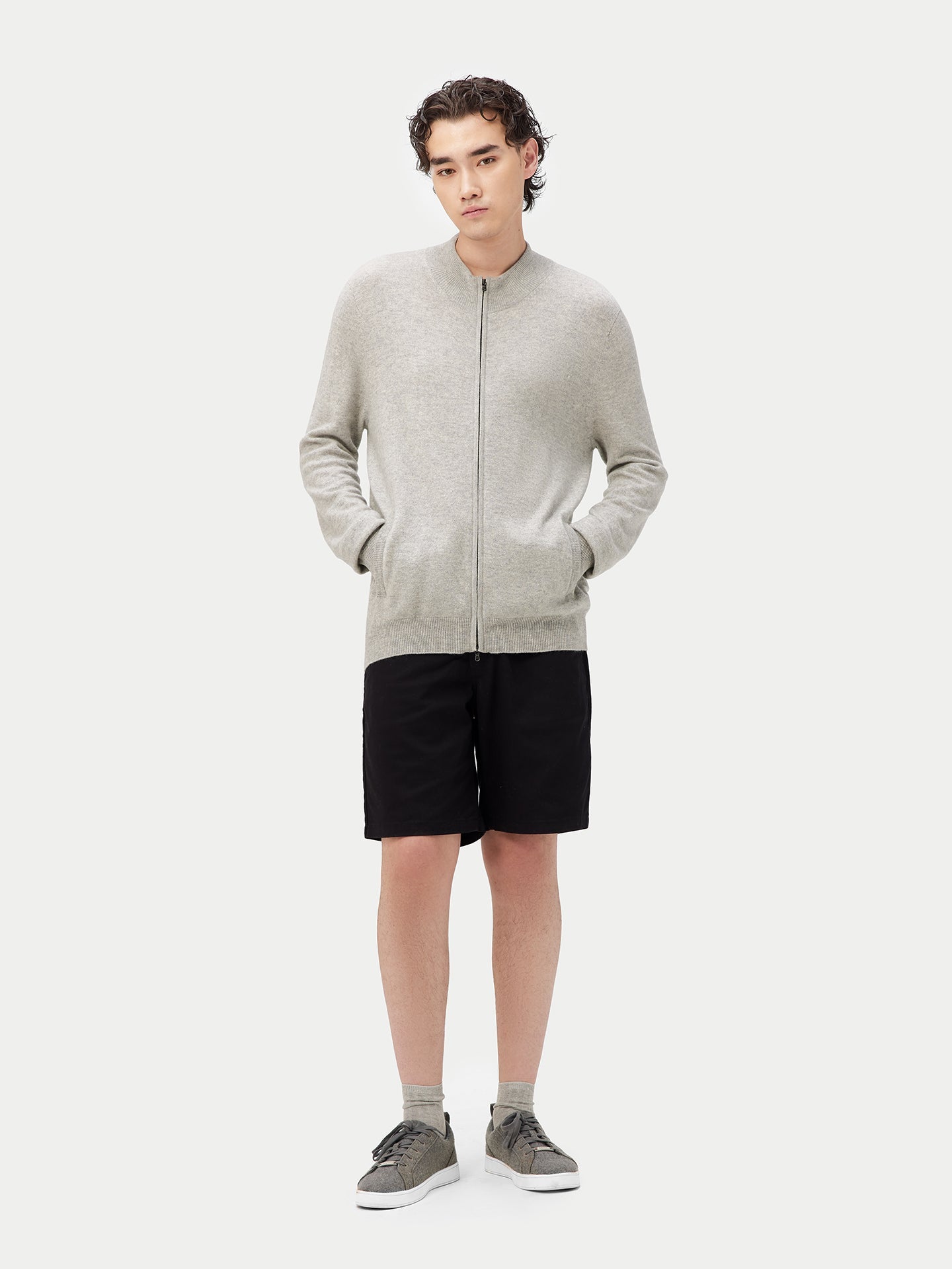 Cardigan à col montant en Cachemire pour hommes Gris - Gobi Cashmere