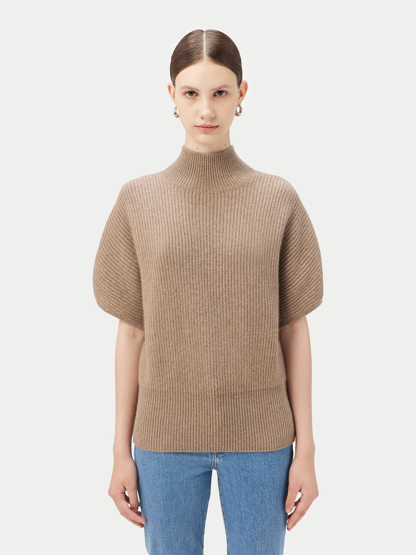 Responsible Cashmere-Col roulé à manches courte en cachemire