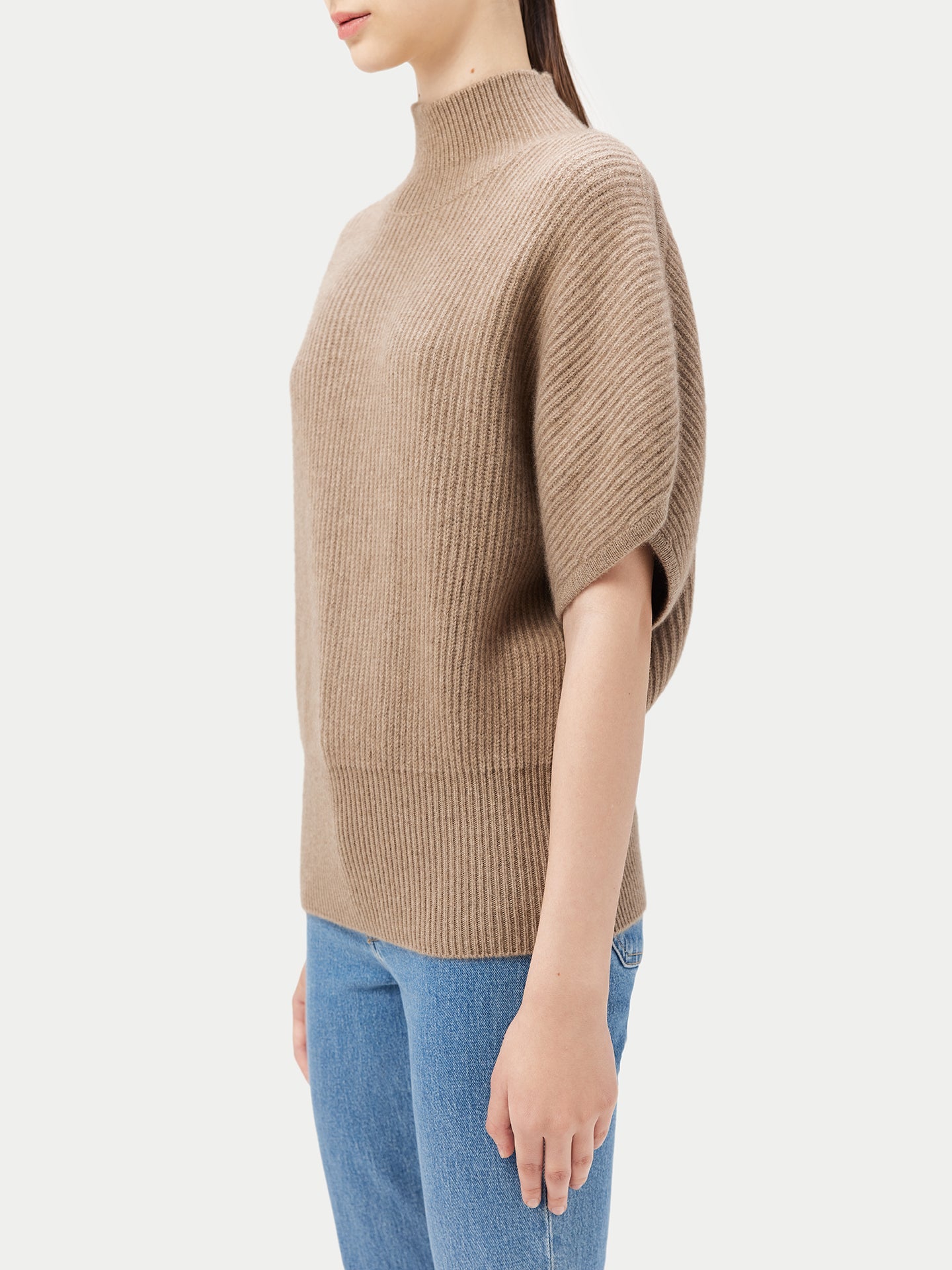 Responsible Cashmere-Col roulé à manches courte en cachemire