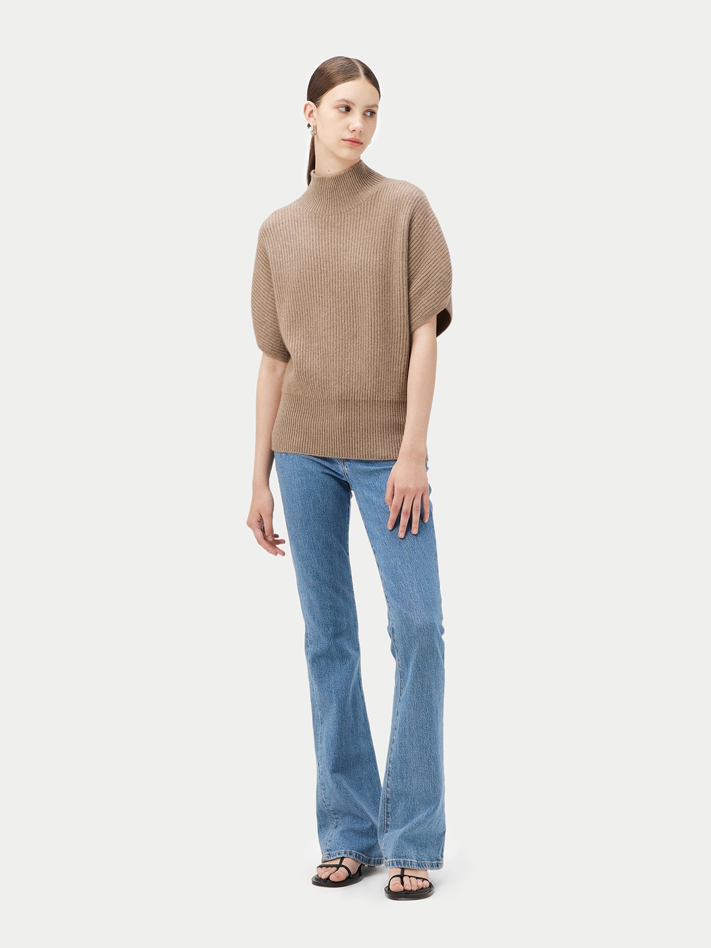 Responsible Cashmere-Col roulé à manches courte en cachemire