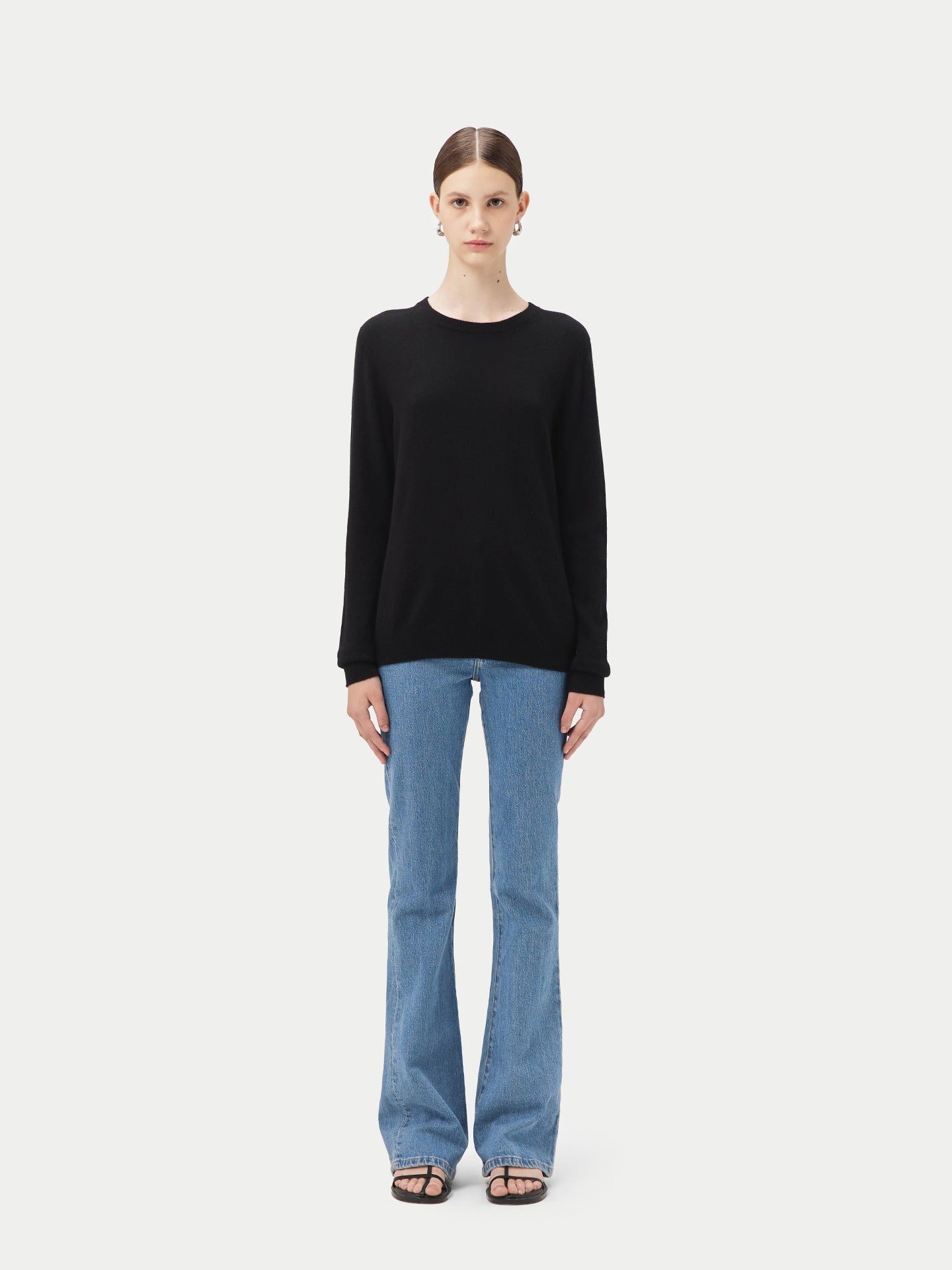 Pull col rond en Cachemire pour femmes Noir - Gobi Cashmere
