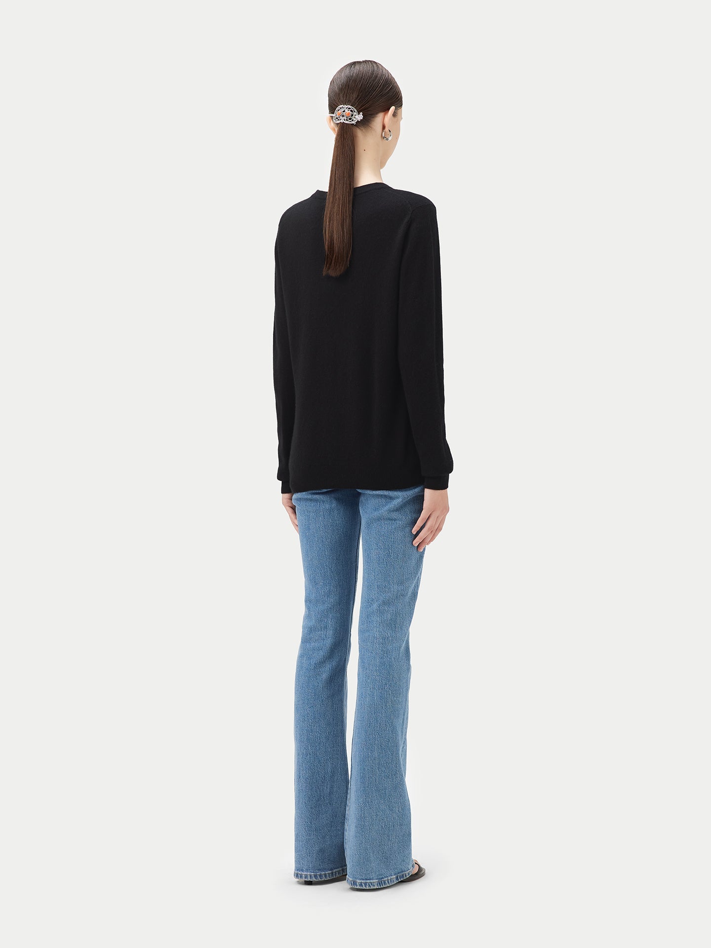 Pull col rond en Cachemire pour femmes Noir - Gobi Cashmere