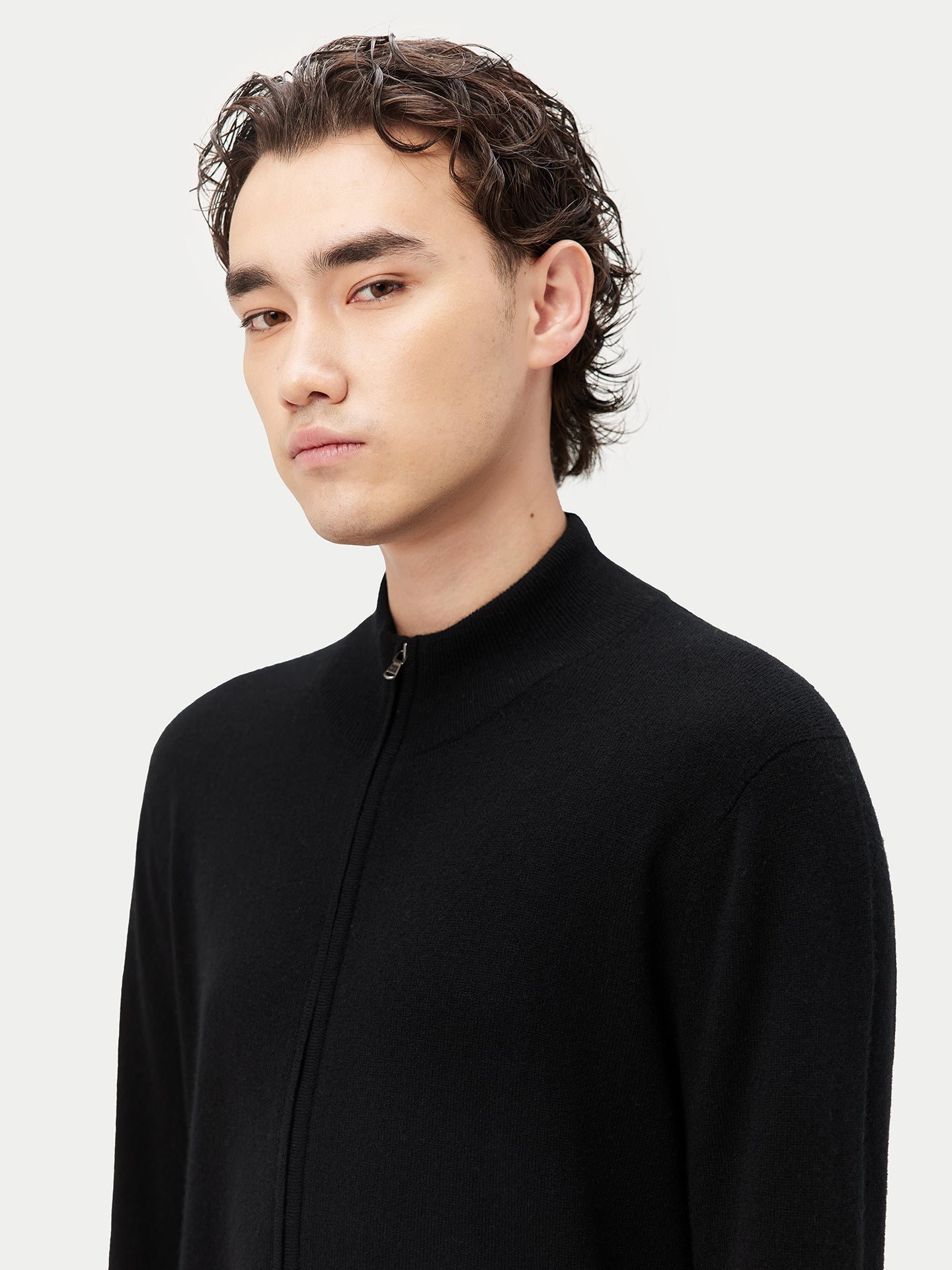 Cardigan à col montant en Cachemire pour hommes Noir - Gobi Cashmere
