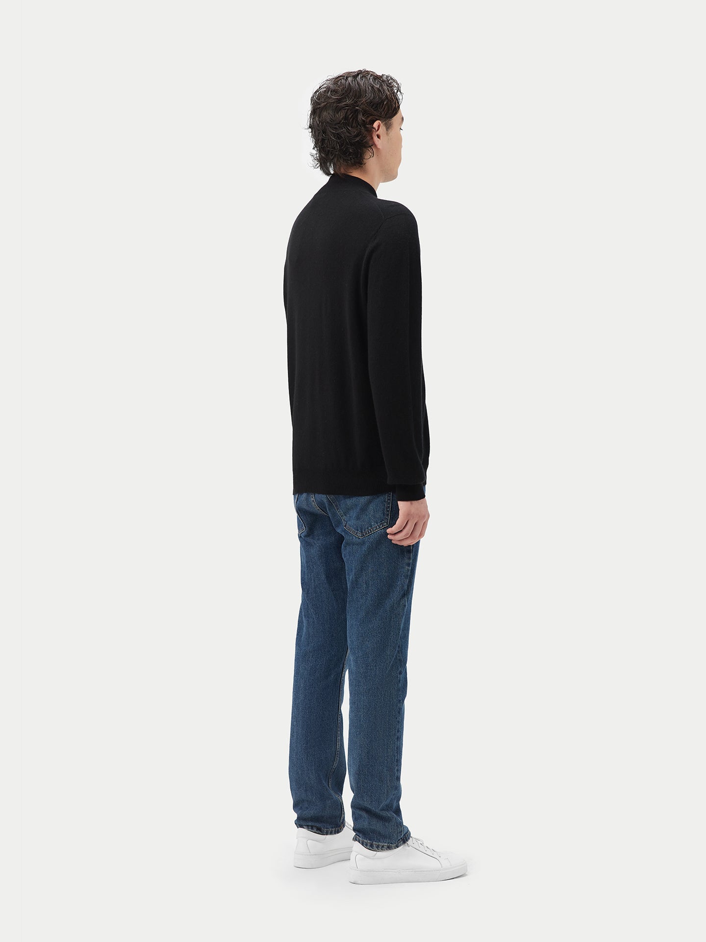 Cardigan à col montant en Cachemire pour hommes Noir - Gobi Cashmere