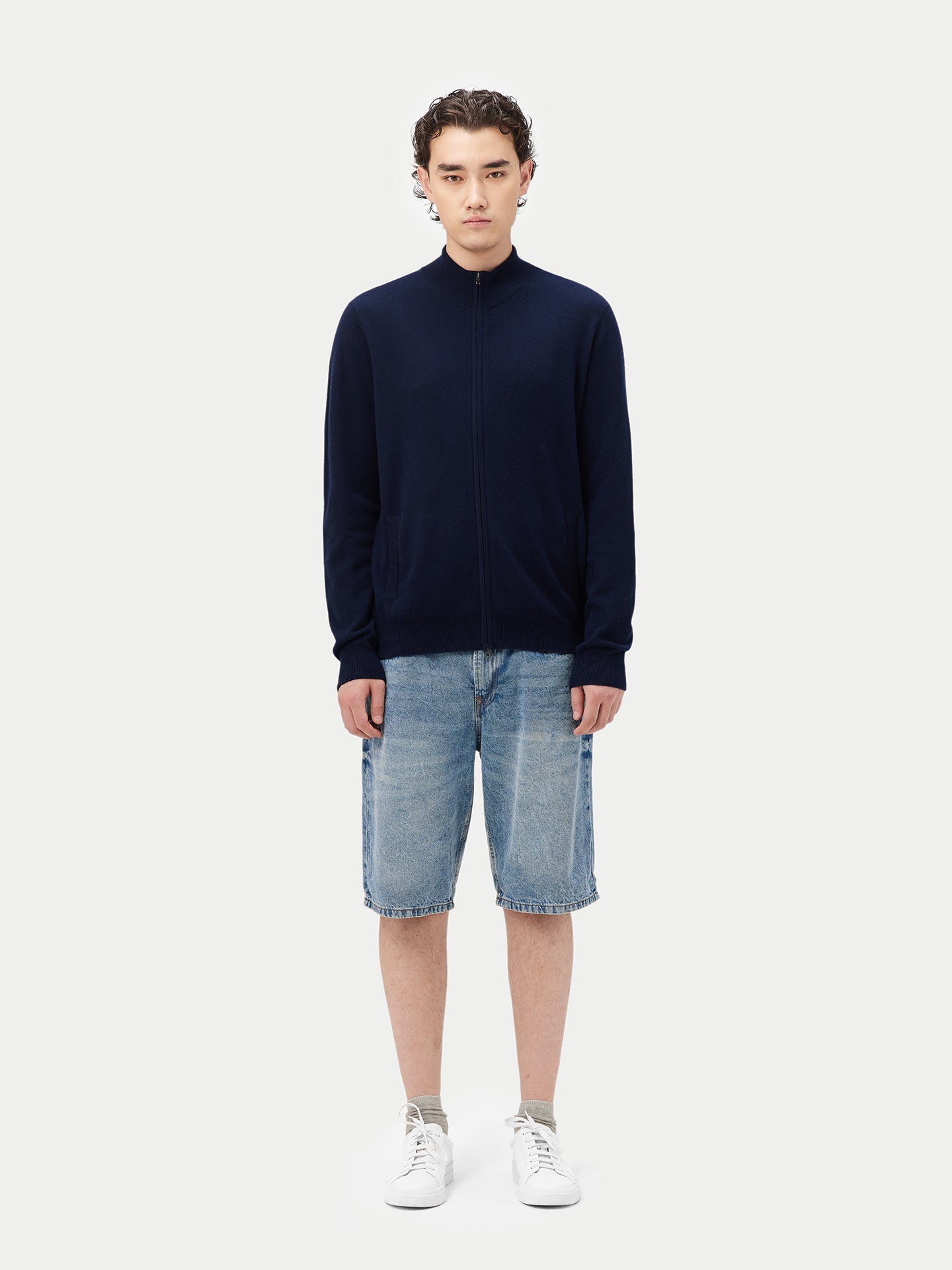 Cardigan à col montant en Cachemire pour hommes Marin - Gobi Cashmere