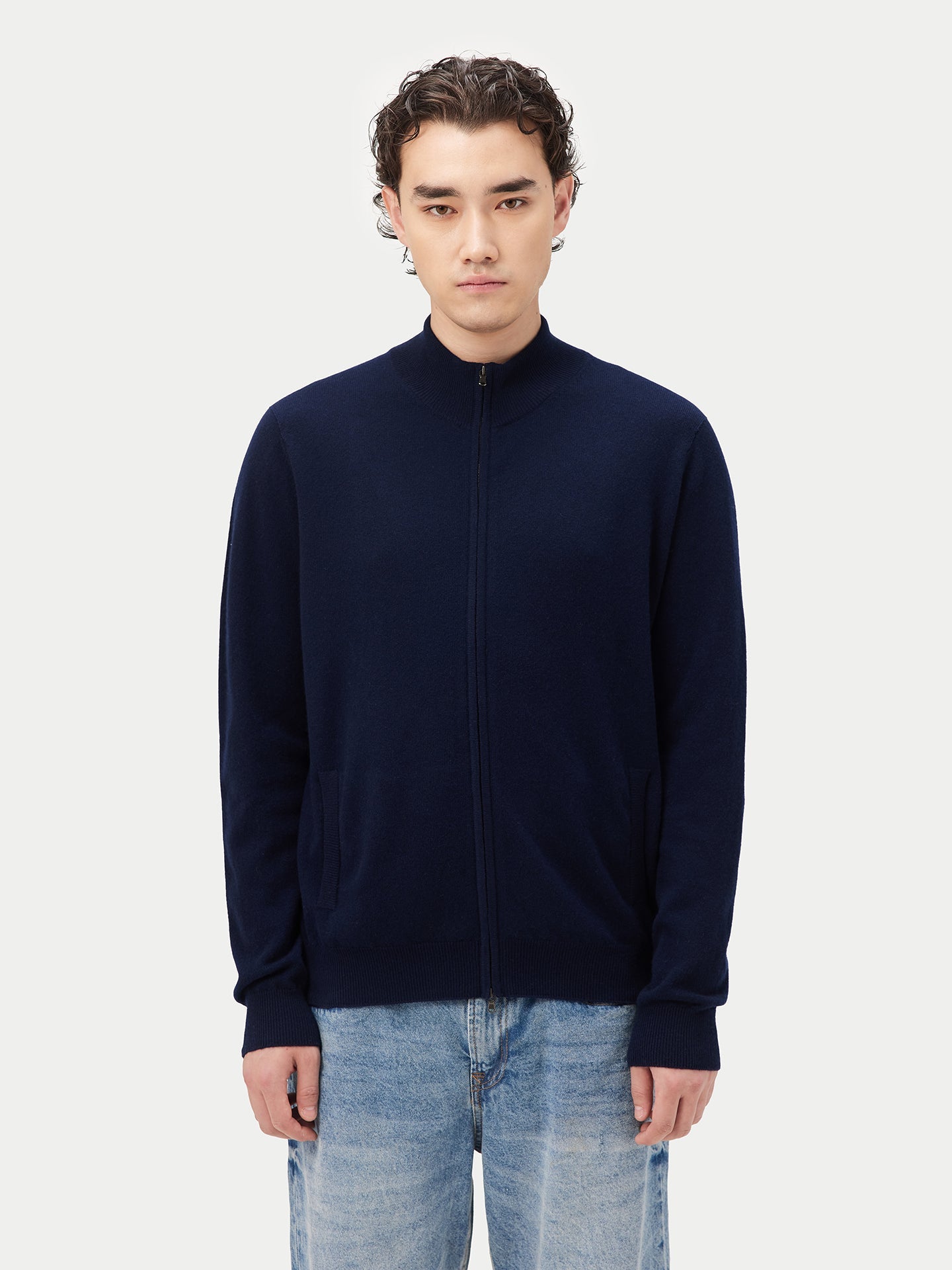 Cardigan à col montant en Cachemire pour hommes Marin - Gobi Cashmere