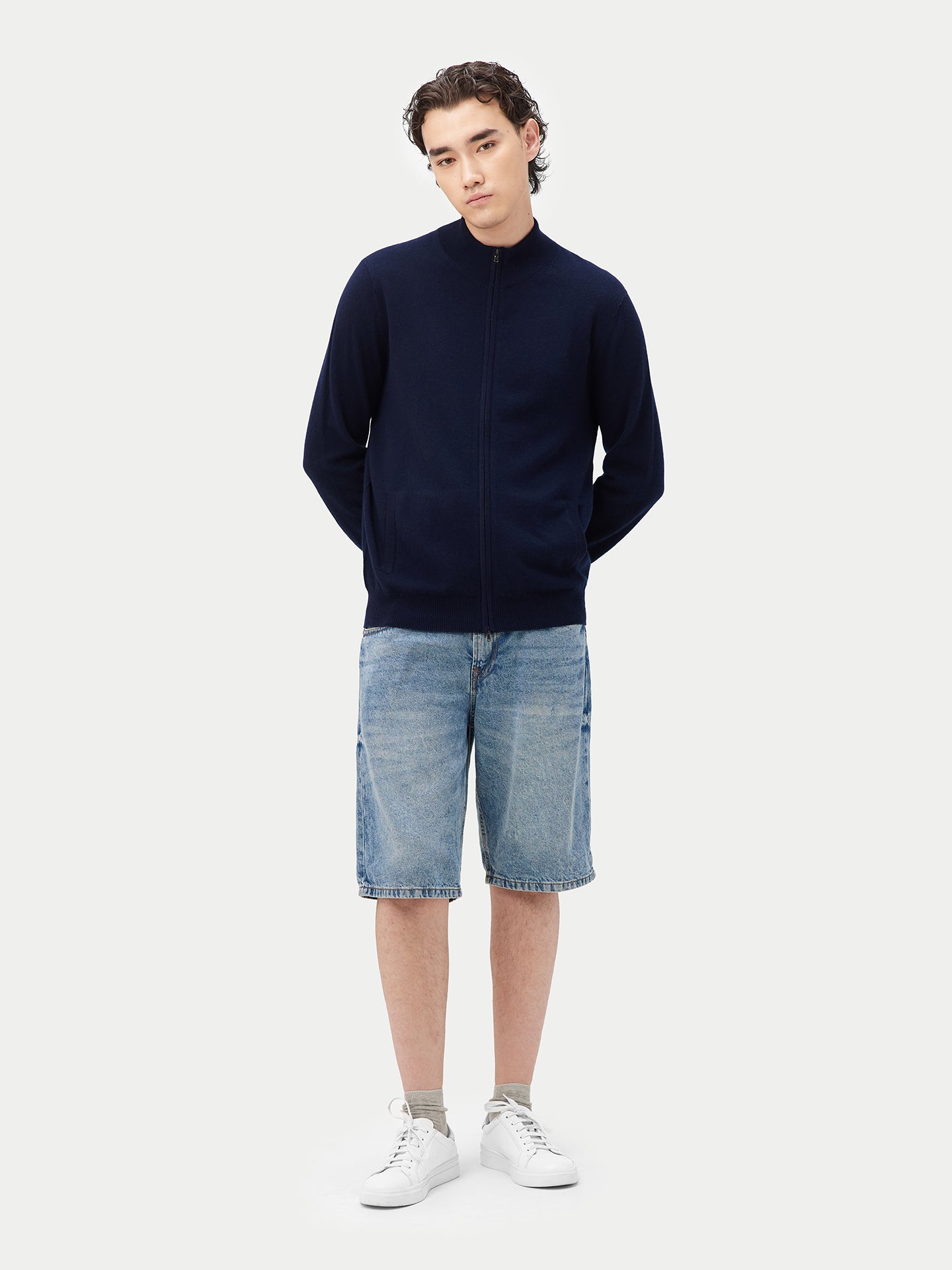 Cardigan à col montant en Cachemire pour hommes Marin - Gobi Cashmere