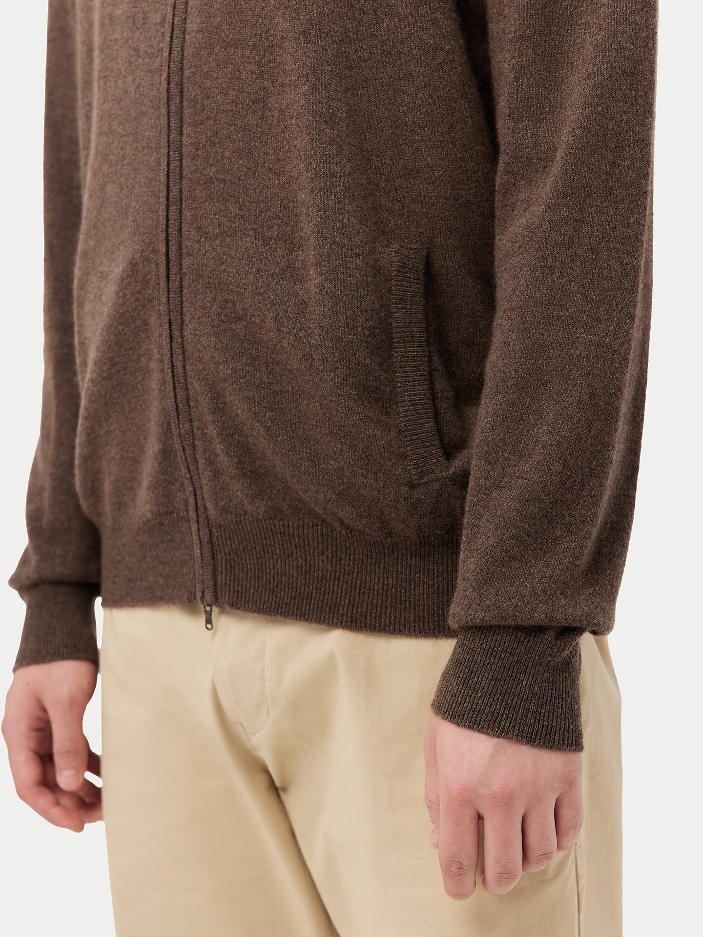 Cardigan à col montant en Cachemire pour hommes Taupe - Gobi Cashmere