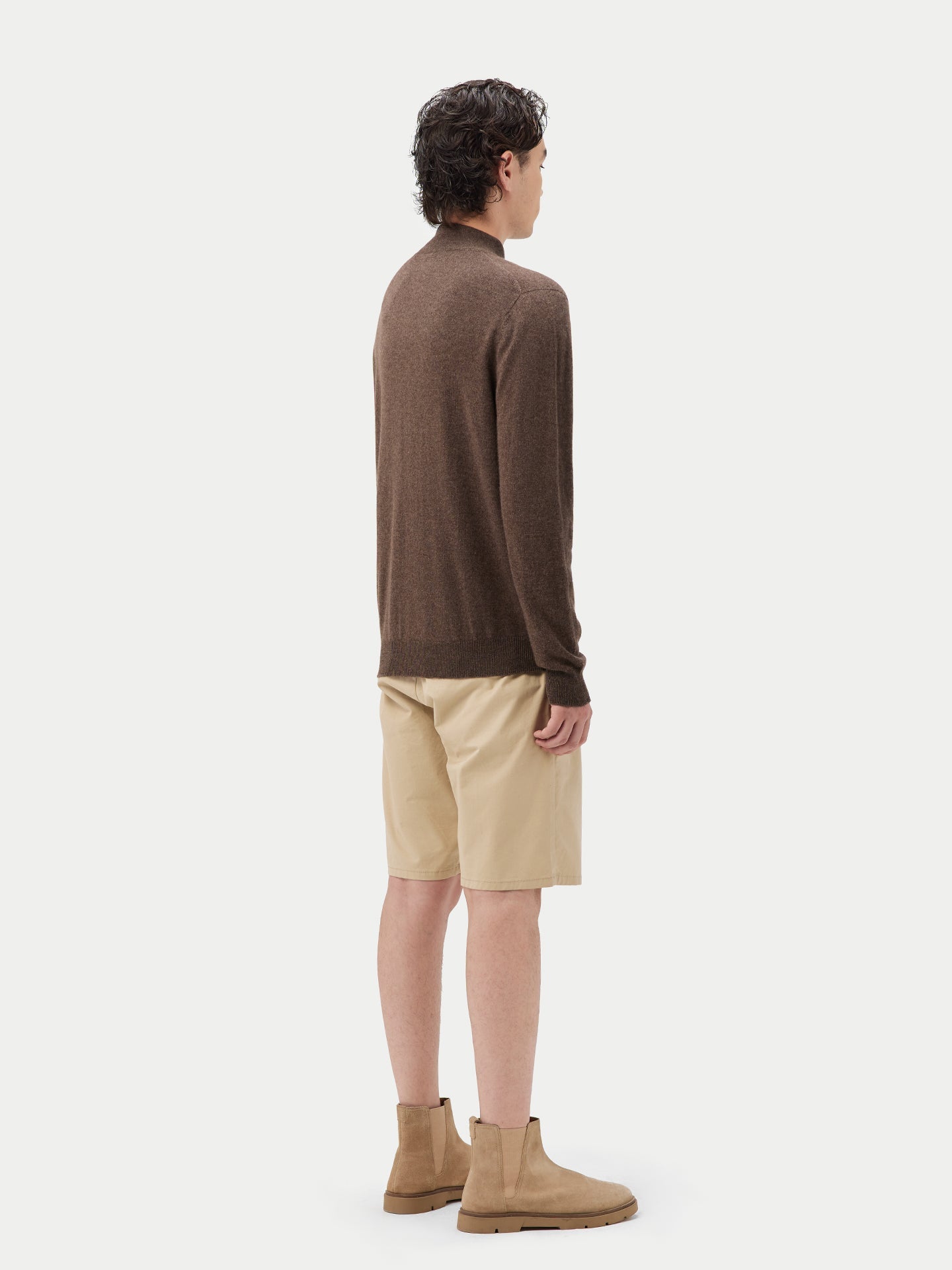 Cardigan à col montant en Cachemire pour hommes Taupe - Gobi Cashmere