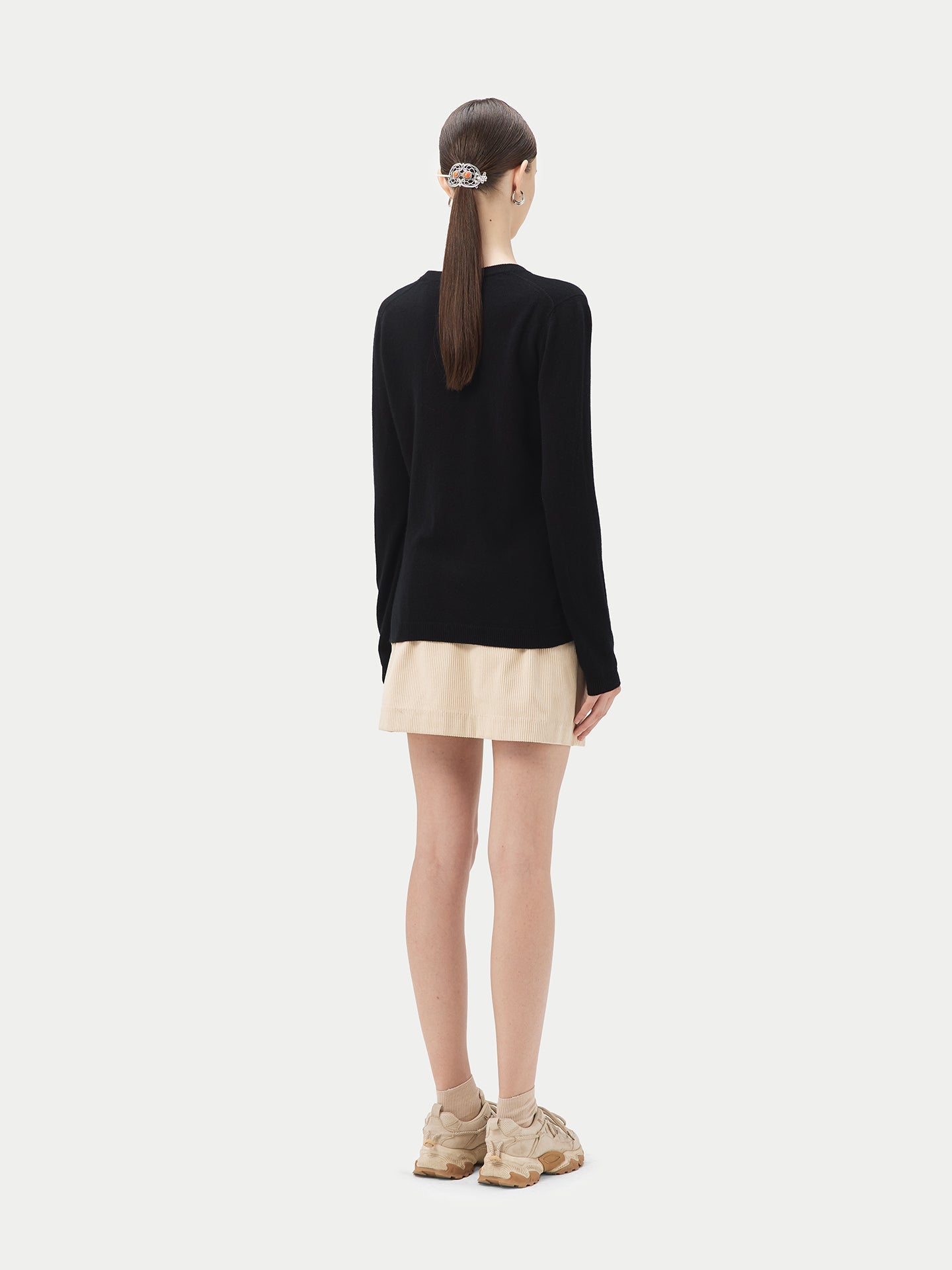Pull col en V en Cachemire pour femmes Noir - Gobi Cashmere