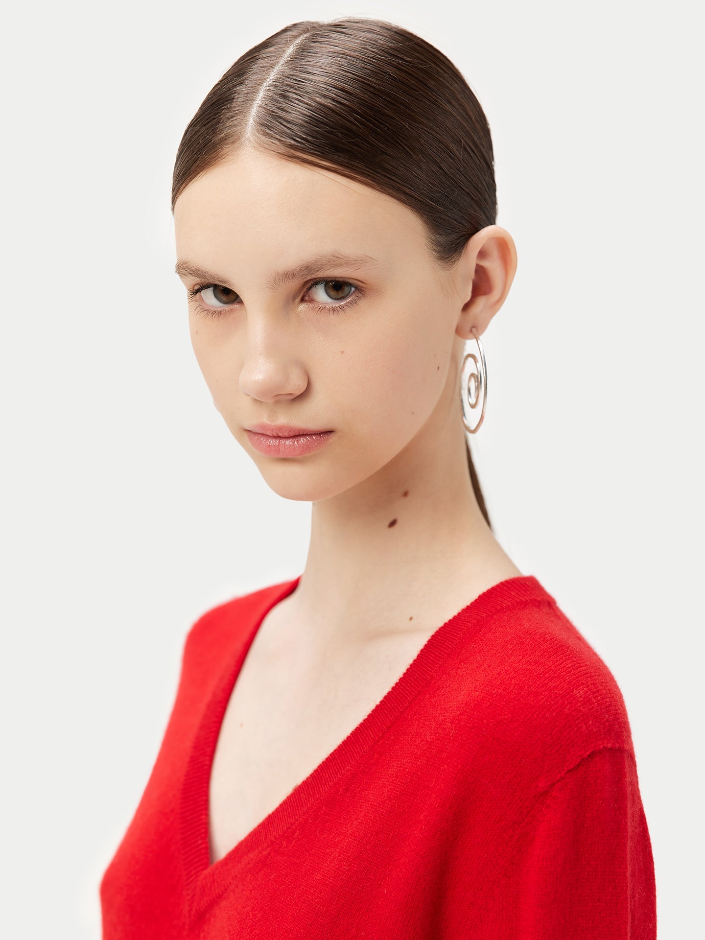 Pull col en V en Cachemire pour femmes Rouge - Gobi Cashmere