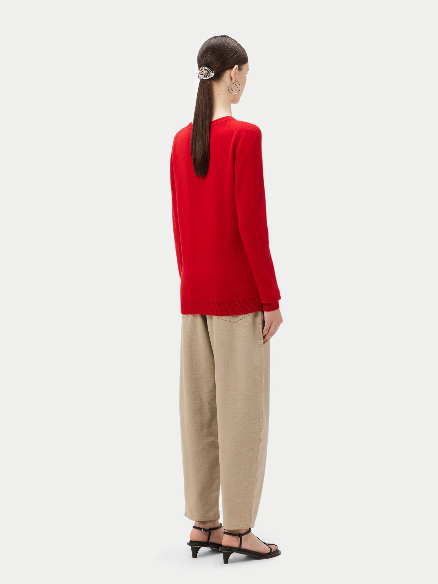 Pull col en V en Cachemire pour femmes Rouge - Gobi Cashmere