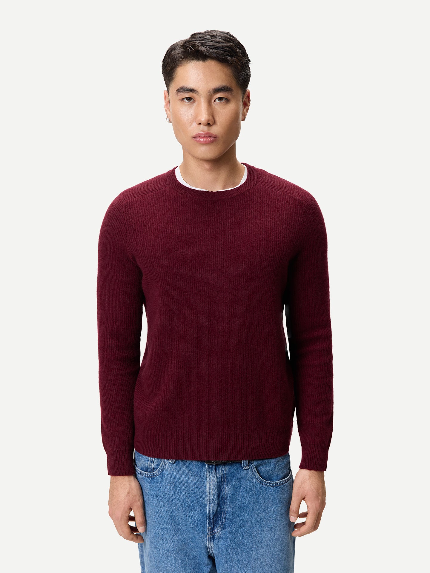 Men's Ribbed Cashmere Sweater color red | GOBI Cashmere