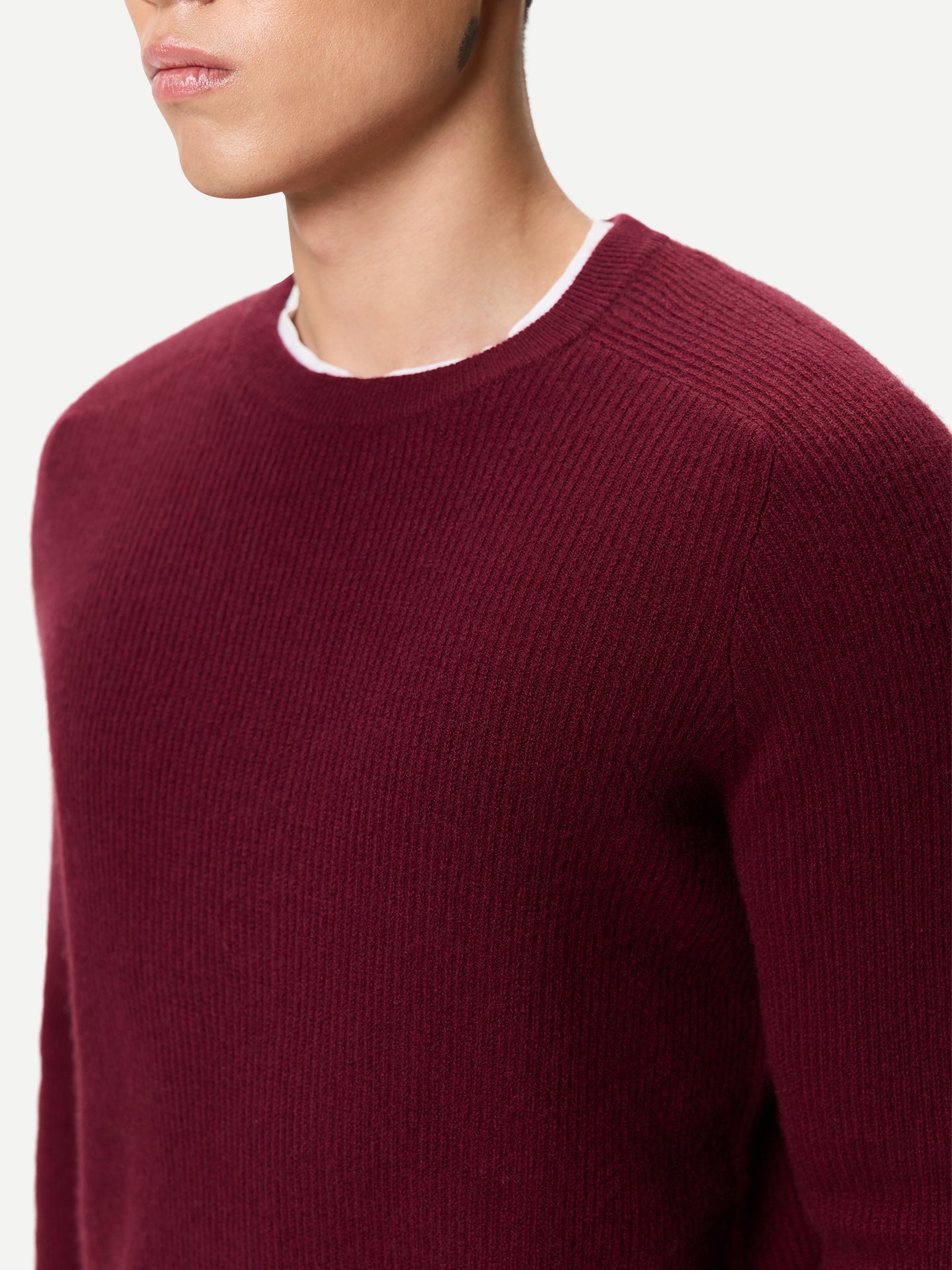 Men's Ribbed Cashmere Sweater color red | GOBI Cashmere