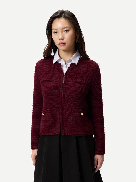 Cardigan Style Veste Cachemire Femme couleur rouge | GOBI Cashmere