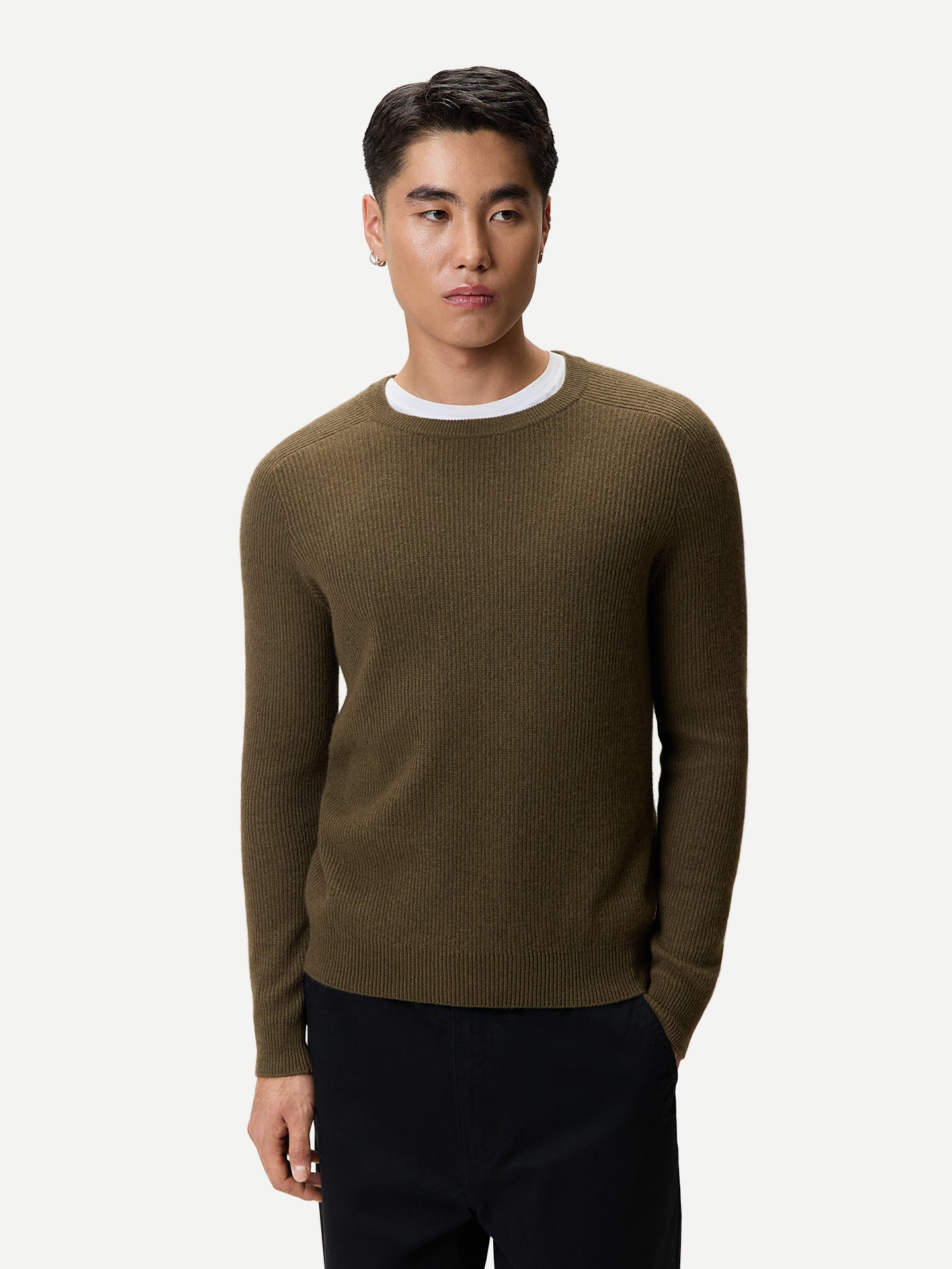 Men's Ribbed Cashmere Sweater color brown | GOBI Cashmere