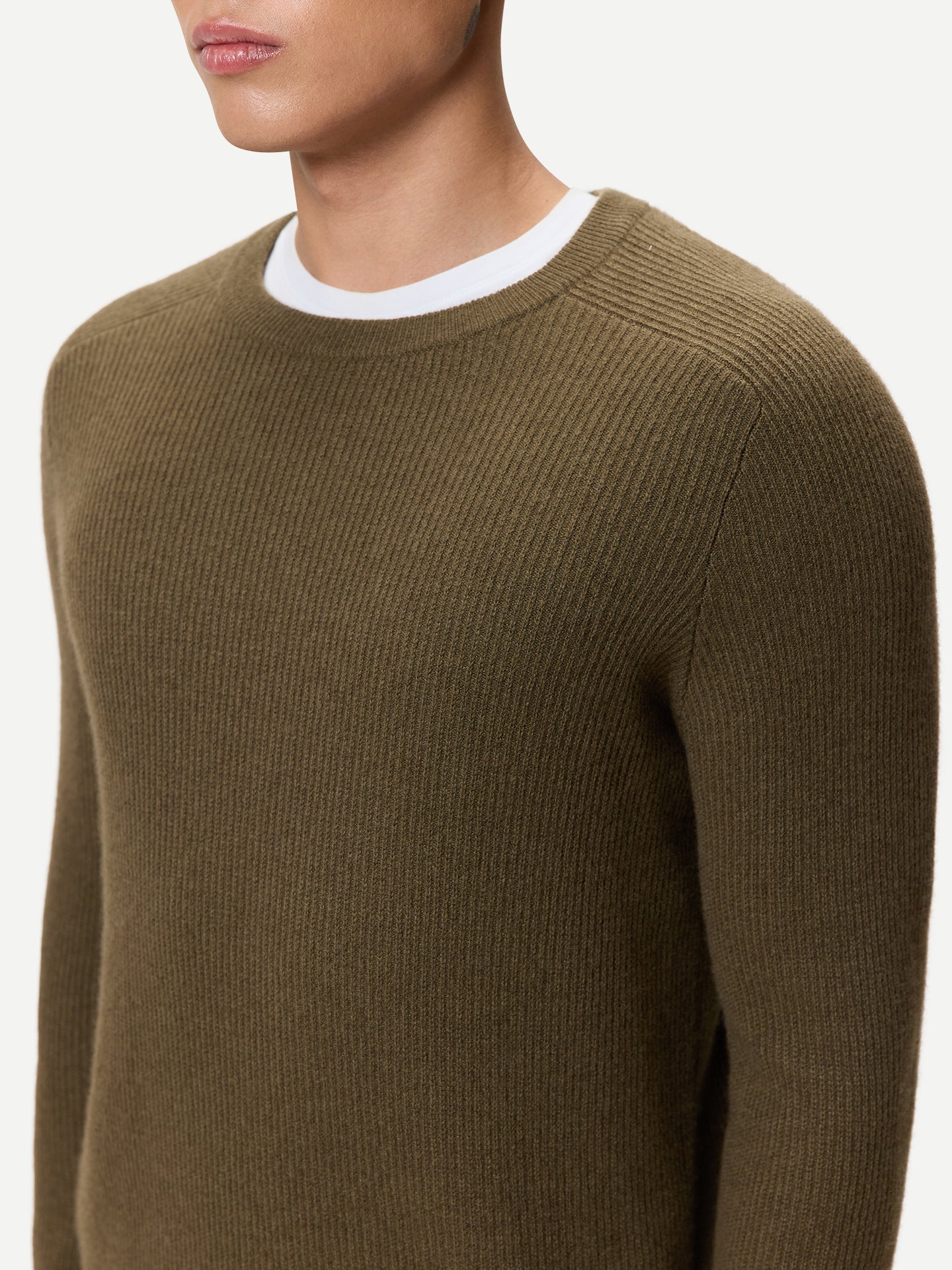 Men's Ribbed Cashmere Sweater color brown | GOBI Cashmere