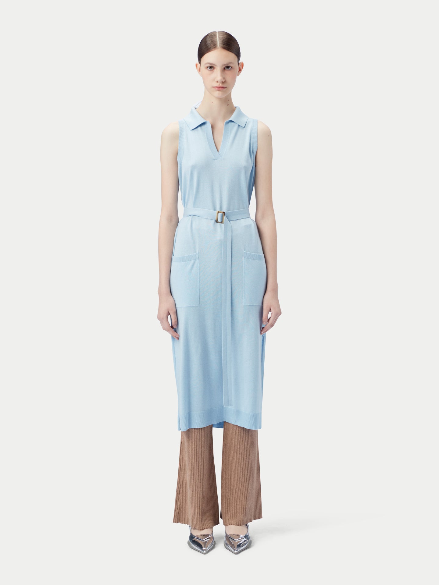 Robe polo sans manches en soie et cachemire | GOBI Cashmere