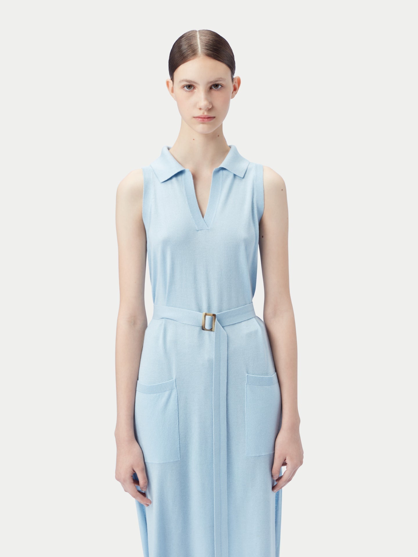 Robe polo sans manches en soie et cachemire | GOBI Cashmere