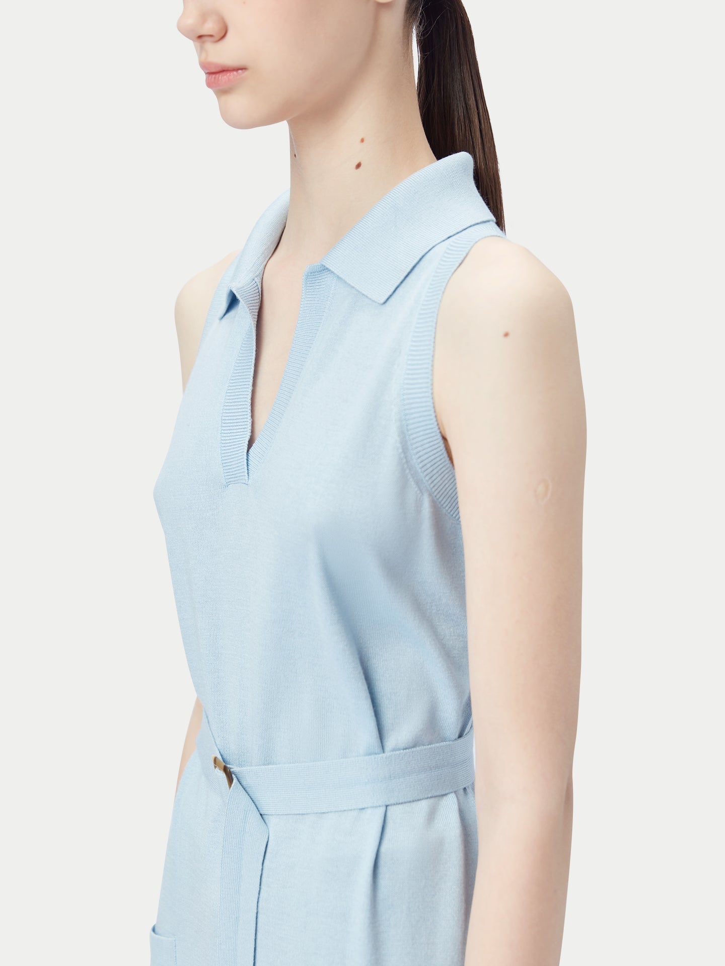Robe polo sans manches en soie et cachemire | GOBI Cashmere