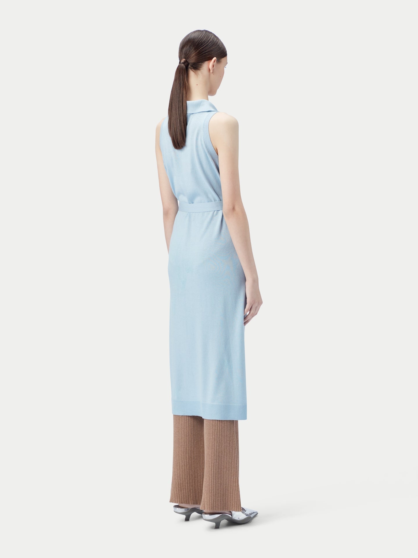 Robe polo sans manches en soie et cachemire | GOBI Cashmere