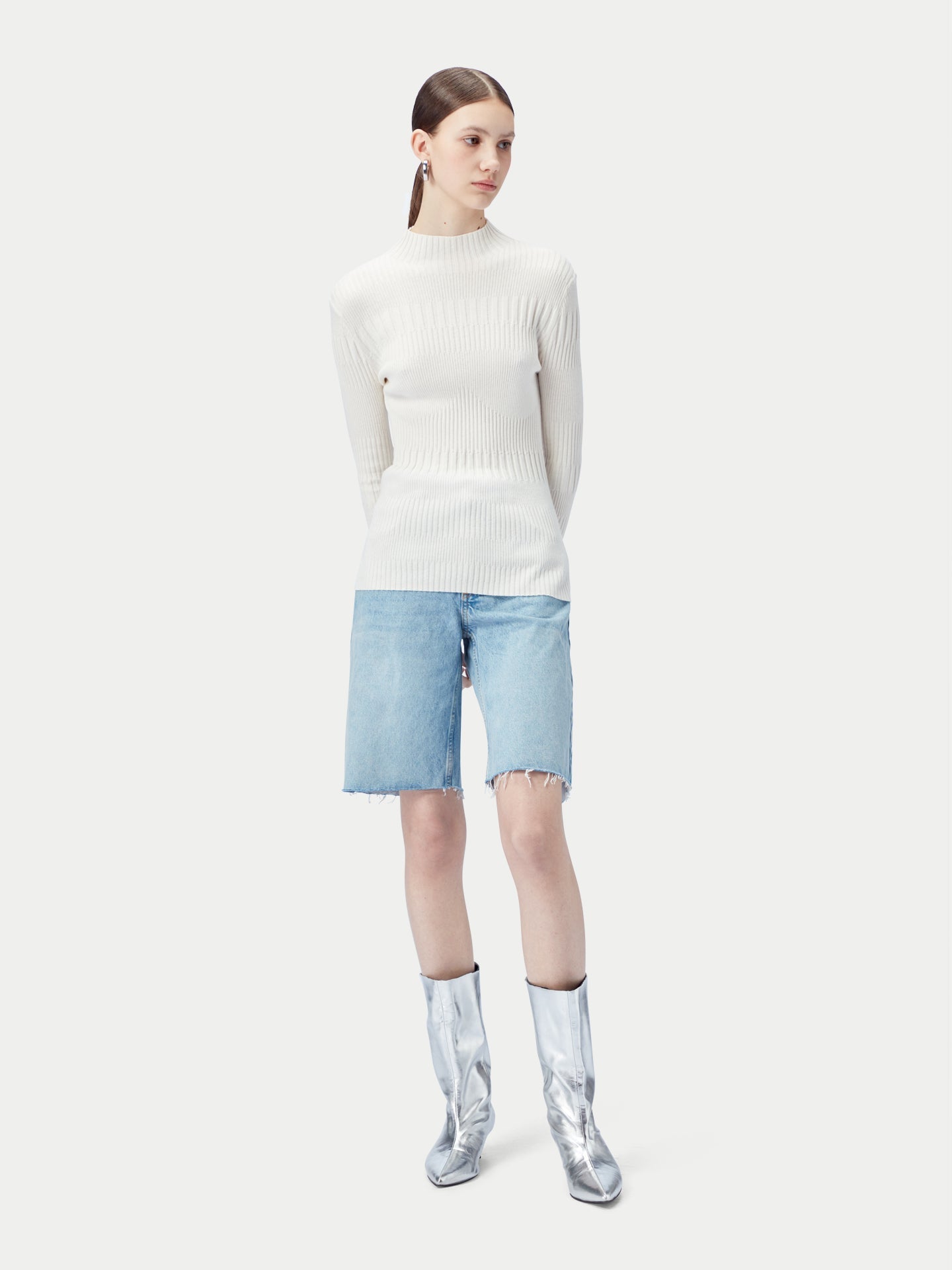Top côtelé texturé élégant en cachemire | GOBI Cashmere