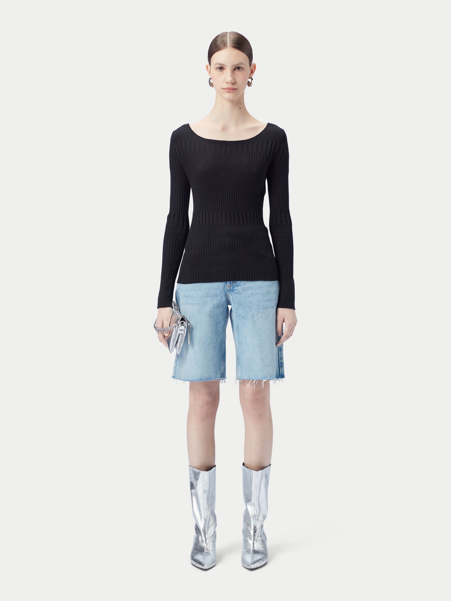 Top en cachemire côtelé à manches longues | GOBi Cashmere