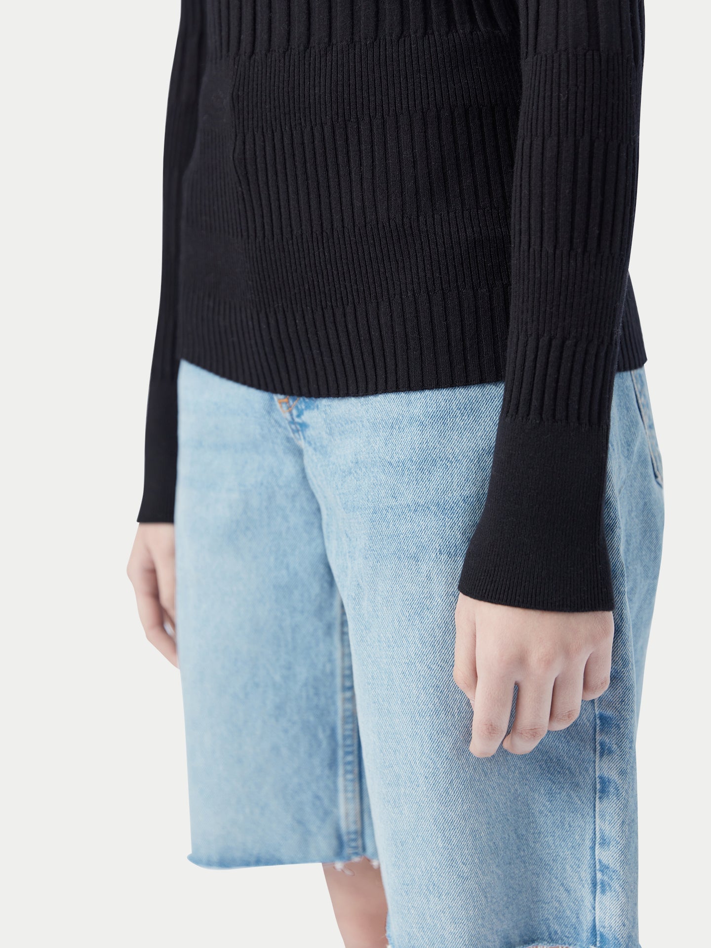 Top en cachemire côtelé à manches longues | GOBi Cashmere