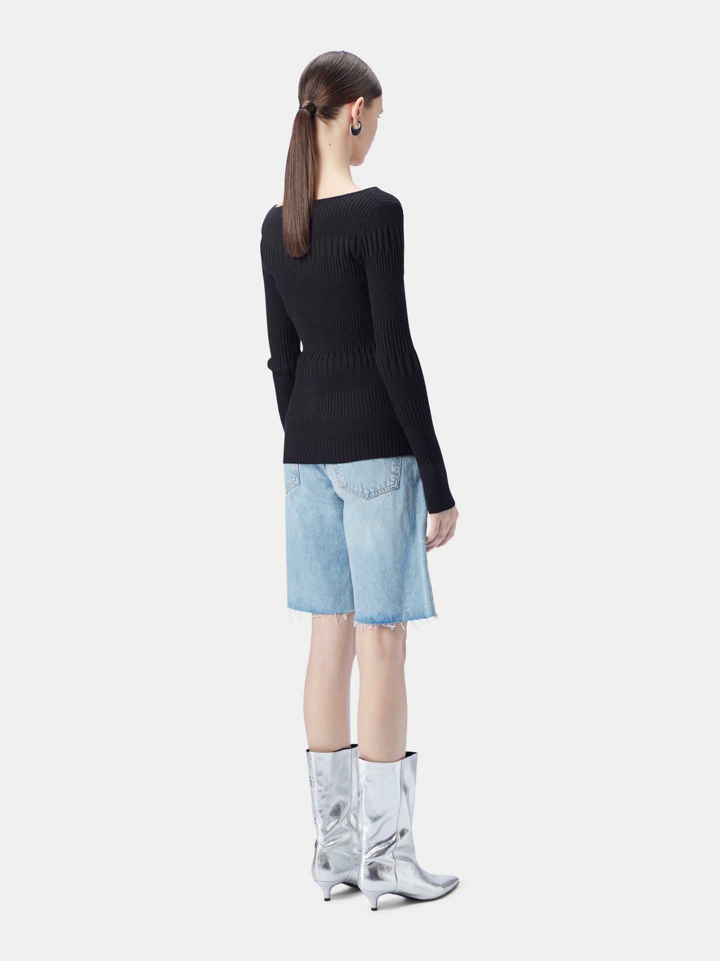Top en cachemire côtelé à manches longues | GOBi Cashmere