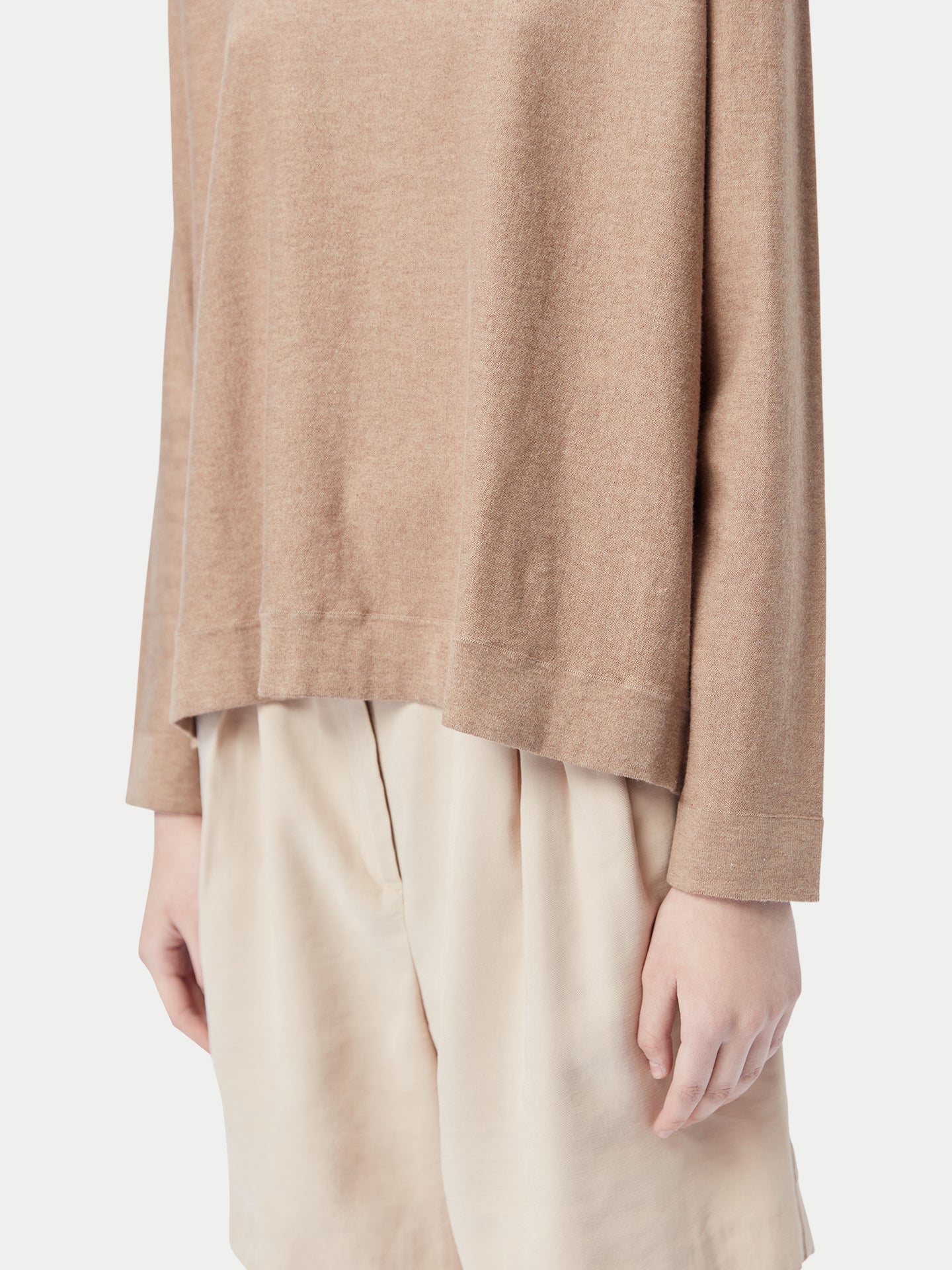 Top à manches longues en cachemire Taupe | GOBI Cashmere