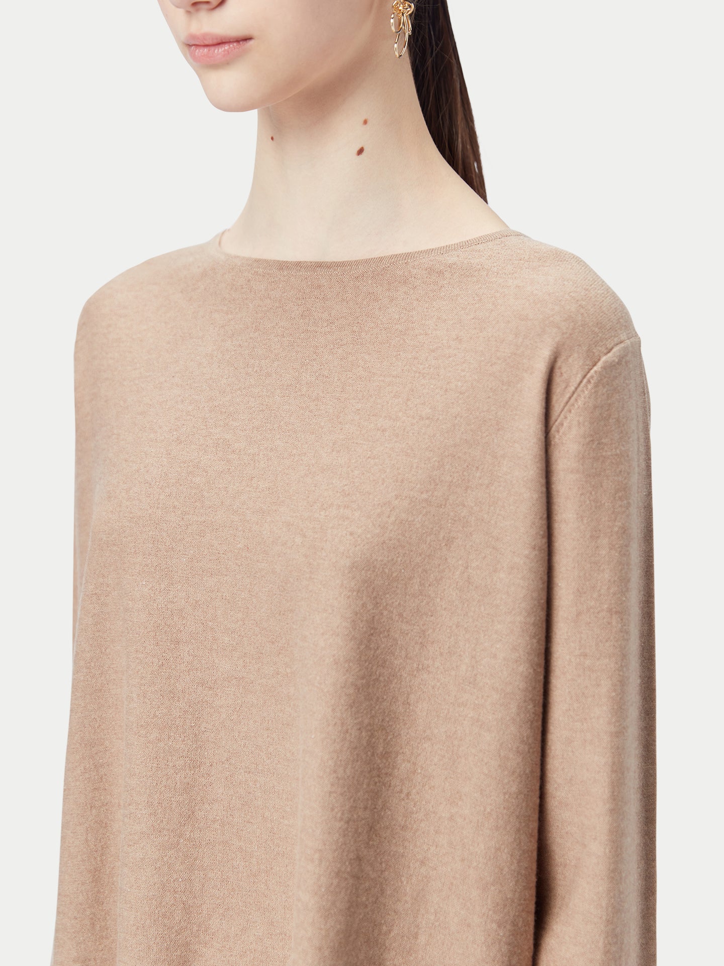 Top à manches longues en cachemire Taupe | GOBI Cashmere