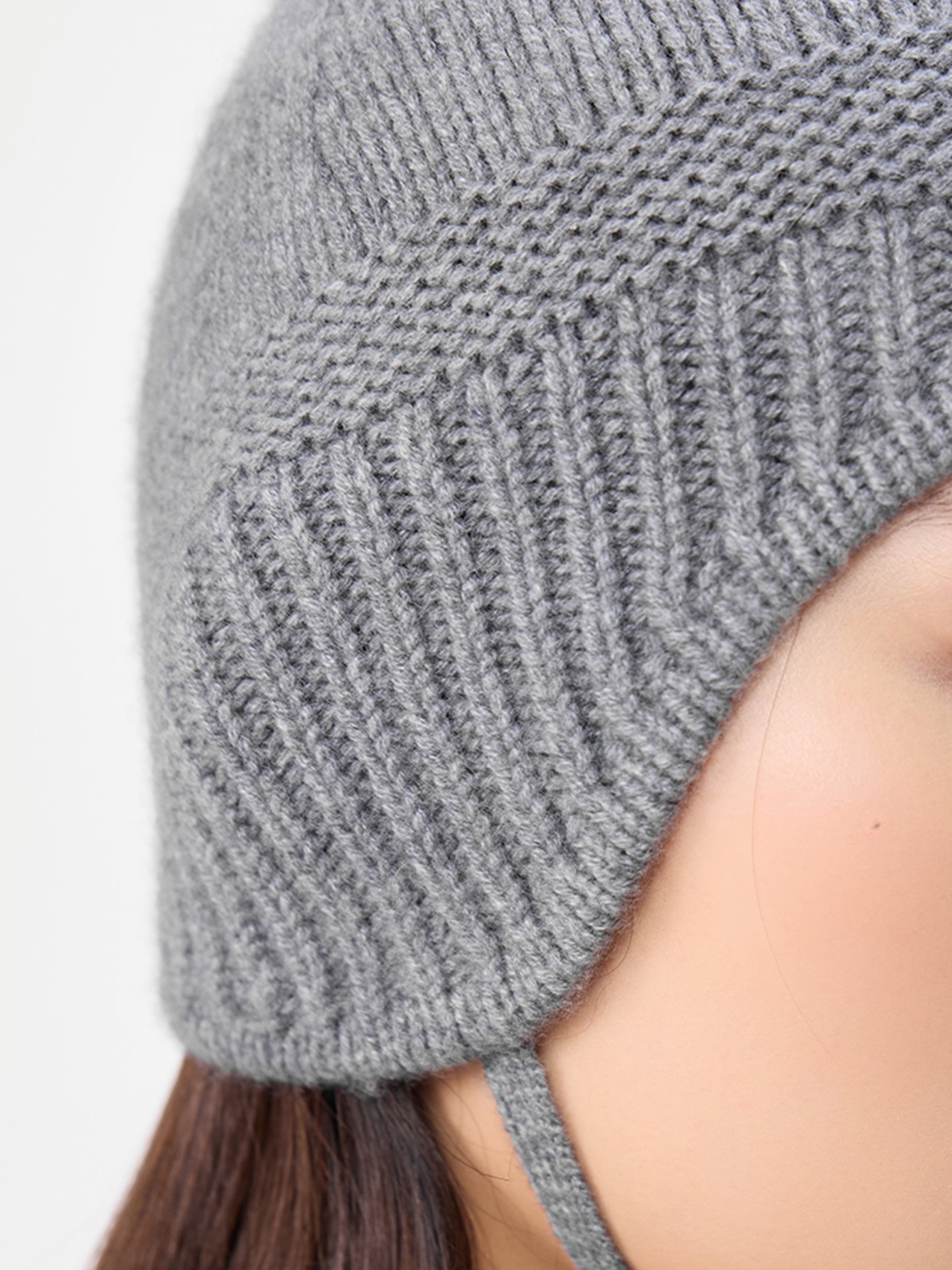 Bonnet à Liens en Cachemire couleur gris | GOBI Cashmere