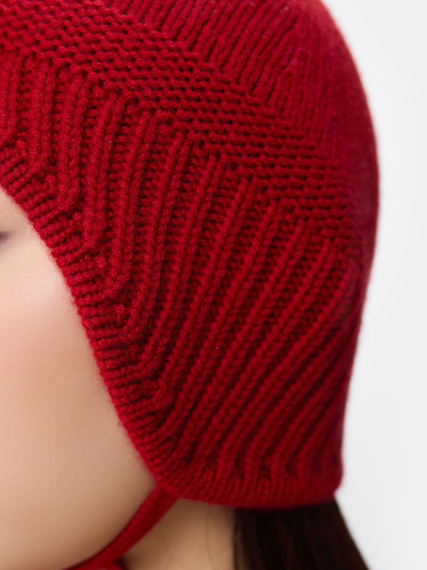 Bonnet à Liens en Cachemire couleur rouge | GOBI Cashmere