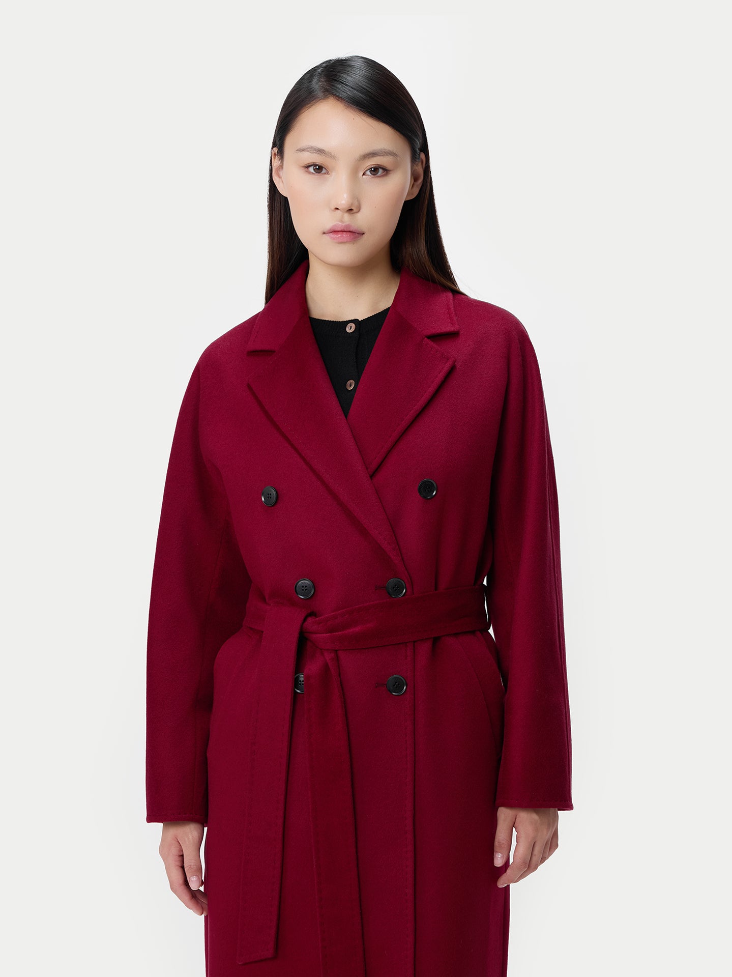 Manteau Femme à Double Boutonnage en Cachemire couleur rouge | GOBI Cashmere