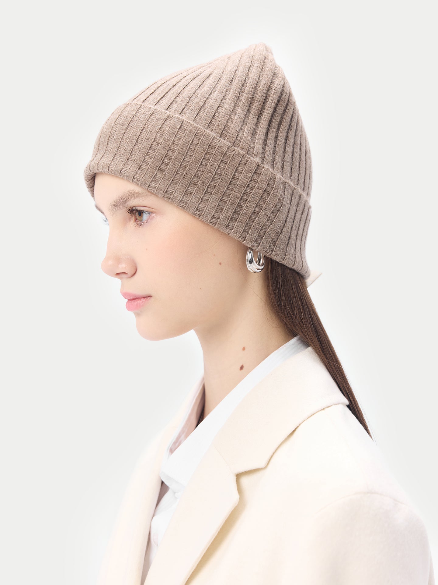 Bonnet en tricot côtelé en cachemire