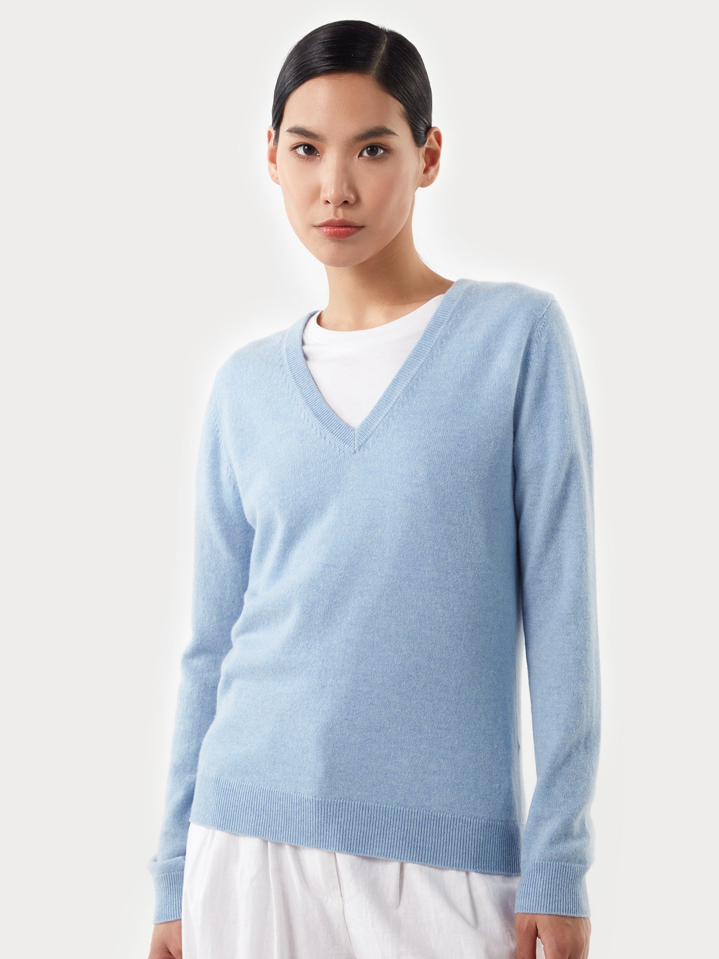 Pull col en V en Cachemire pour femmes Marin - Gobi Cashmere