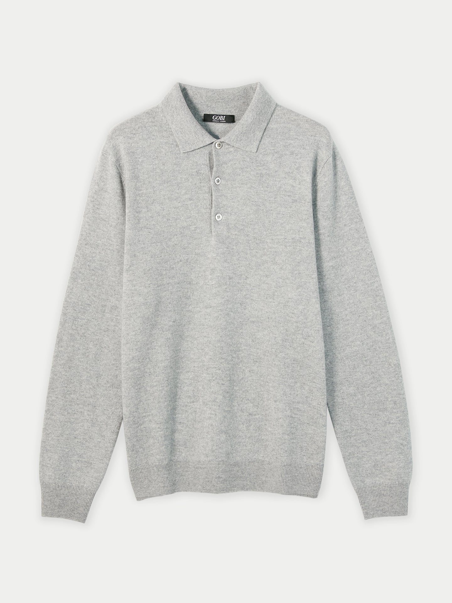 Pull col polo en Cachemire pour hommes Gris - Gobi Cashmere