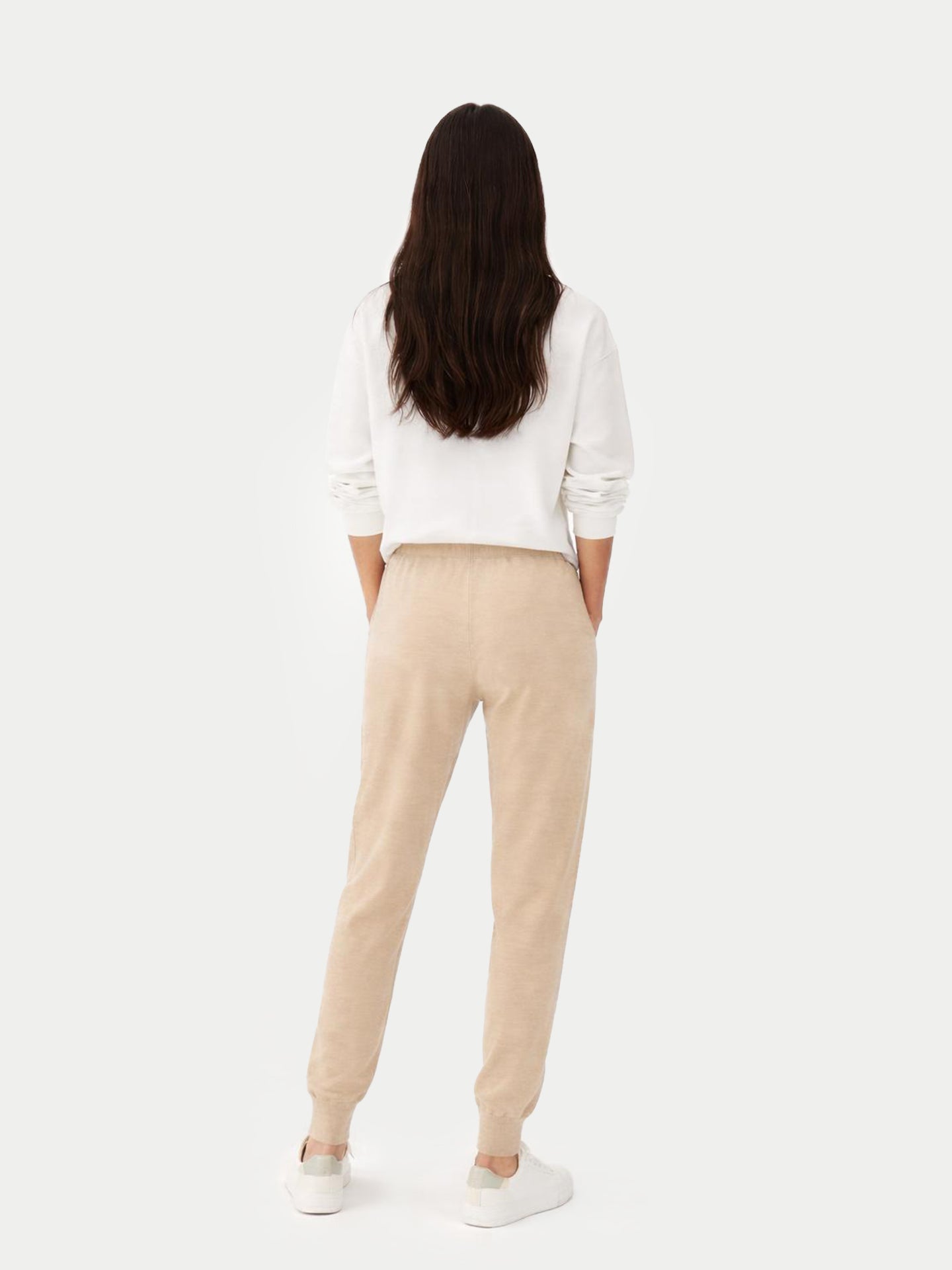 Jogger avec poignets en cachemire pour femmes Couleur Organique Beige - Gobi Cashmere