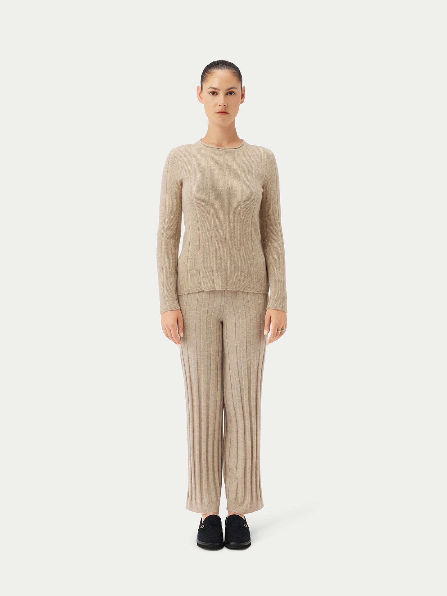 Pull col rond en cachemire Taupe - Gobi Cashmere