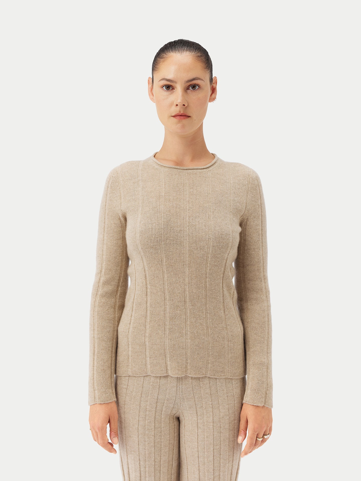 Pull col rond en cachemire Taupe - Gobi Cashmere